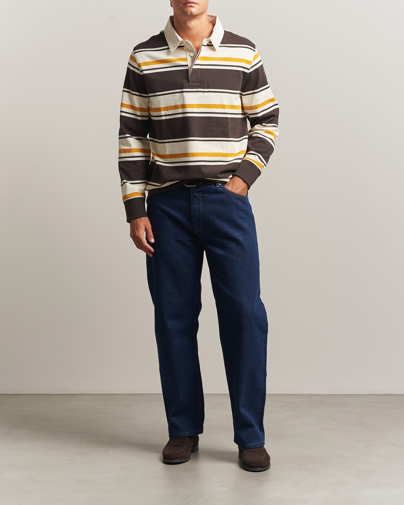 Mies | Puserot | Gant | Striped Heavy Rugger Charred Wood Brown