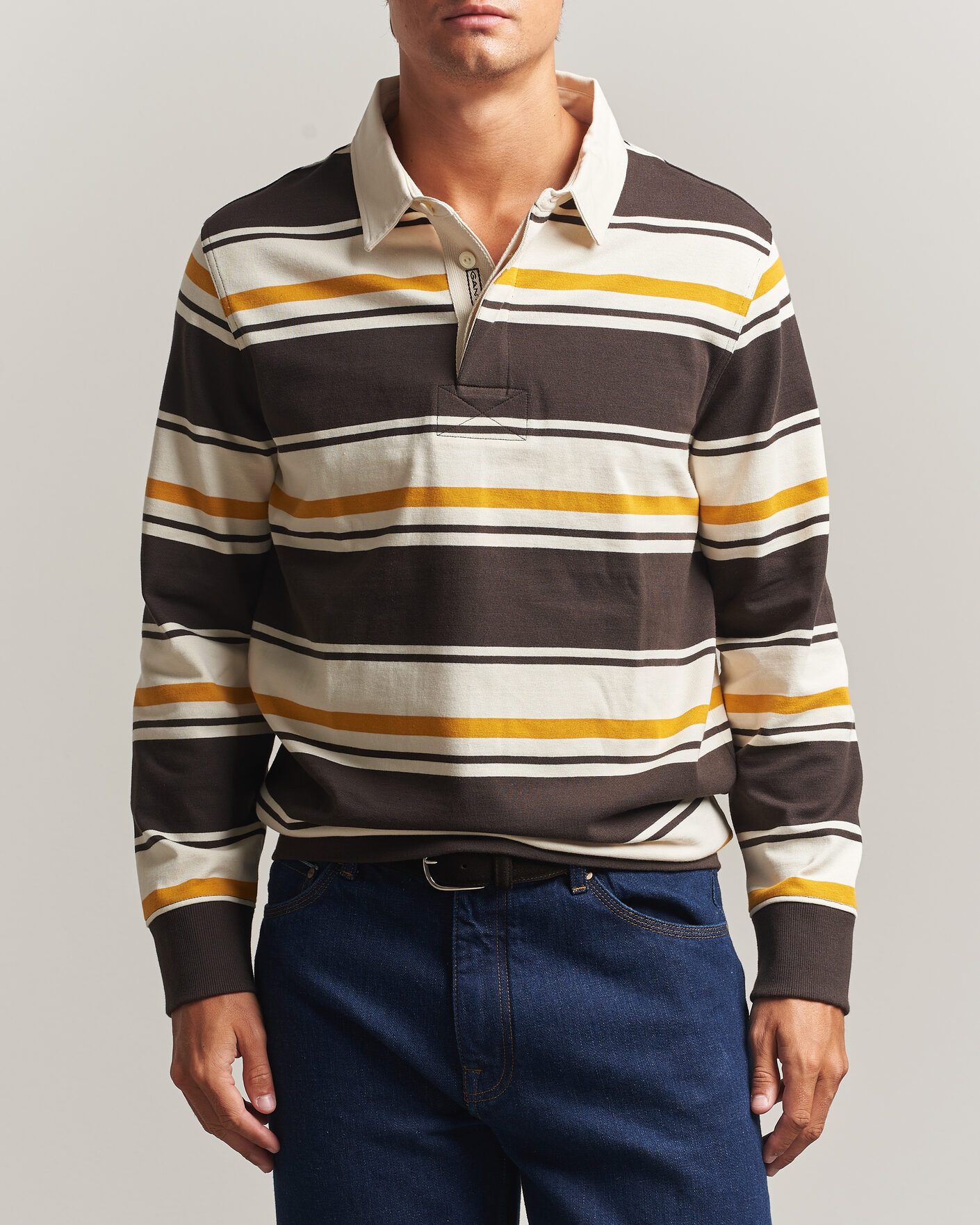 Mies | Puserot | Gant | Striped Heavy Rugger Charred Wood Brown