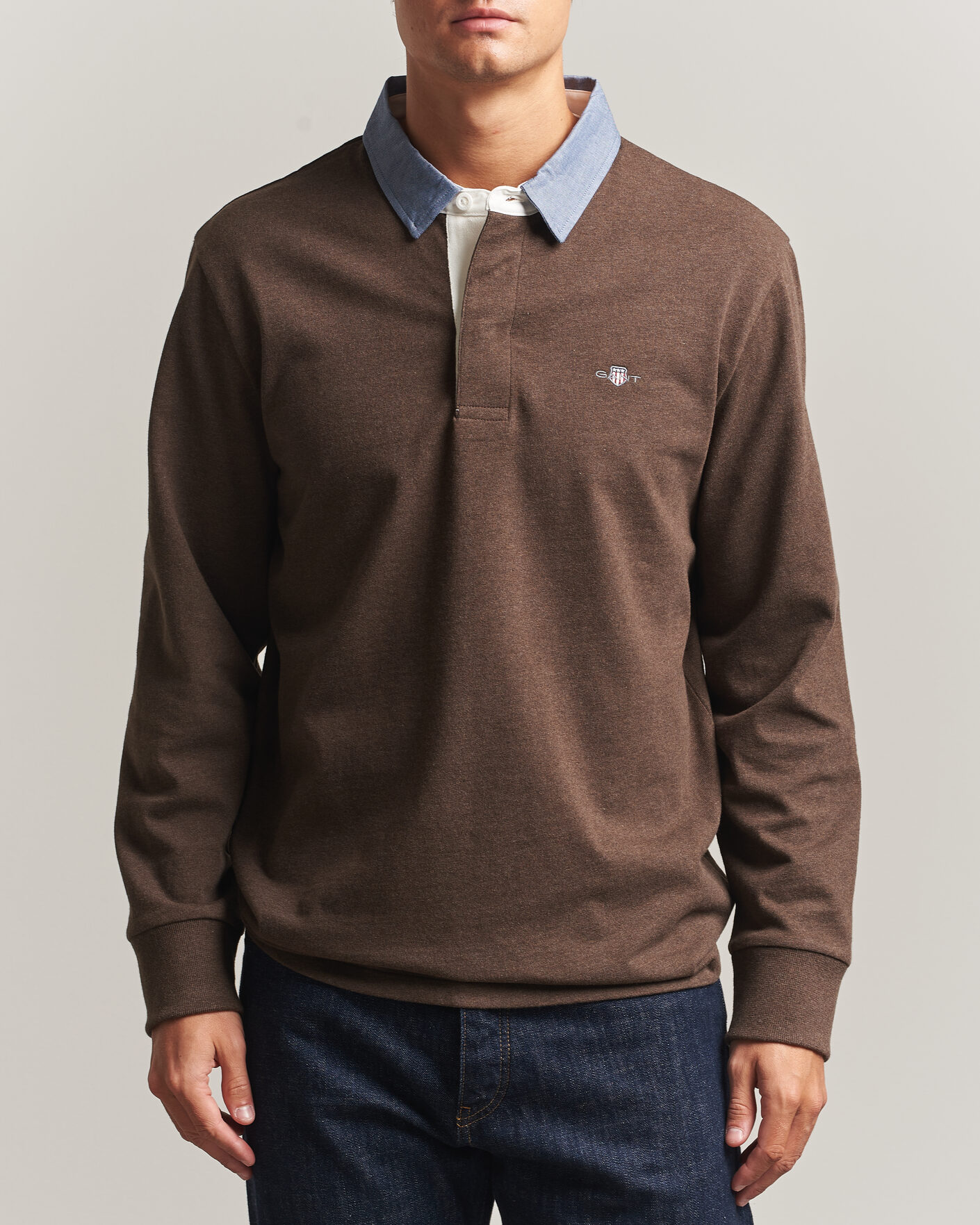 Mies | Puserot | Gant | Chambray Solid Heavy Rugger Black Brown Melange
