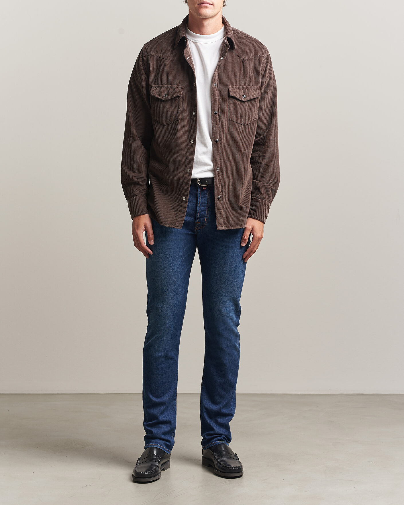 Mies | Kauluspaidat | Jacob Cohën | Cord Pocket Overshirt Brown