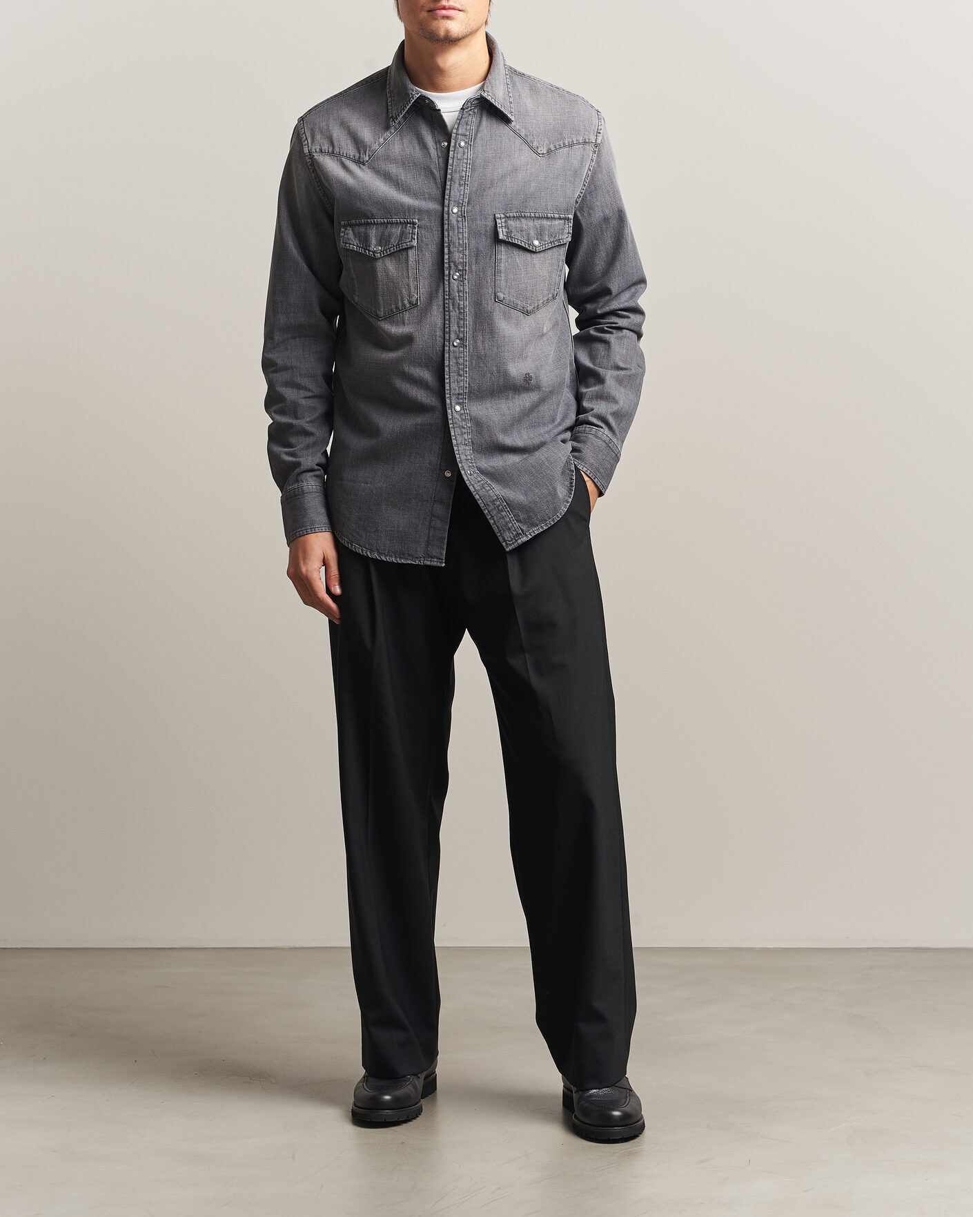 Mies | Kauluspaidat | Jacob Cohën | Denim Western Pocket Overshirt Grey