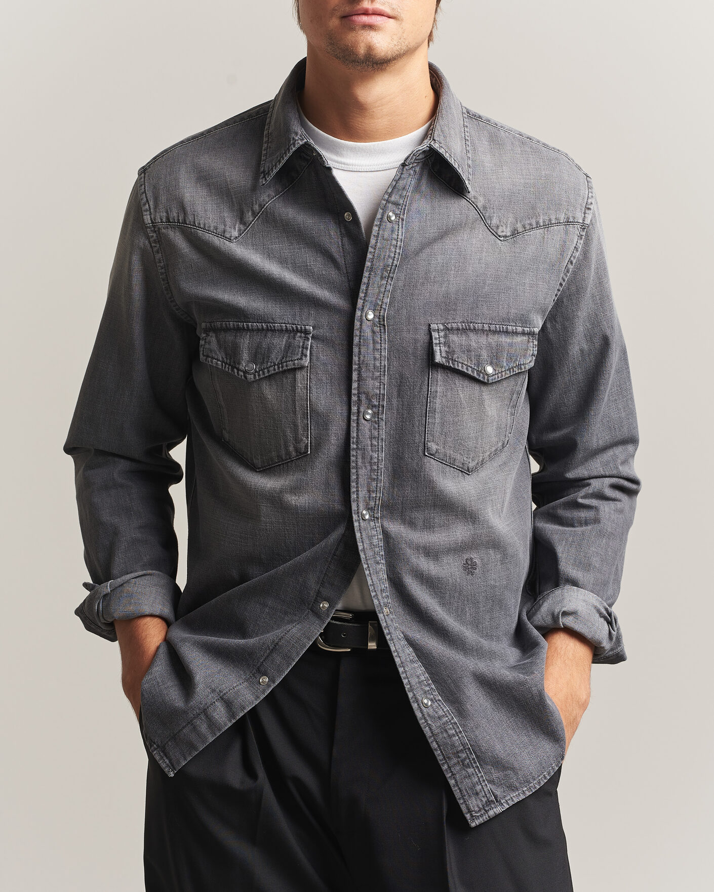 Mies | Kauluspaidat | Jacob Cohën | Denim Western Pocket Overshirt Grey