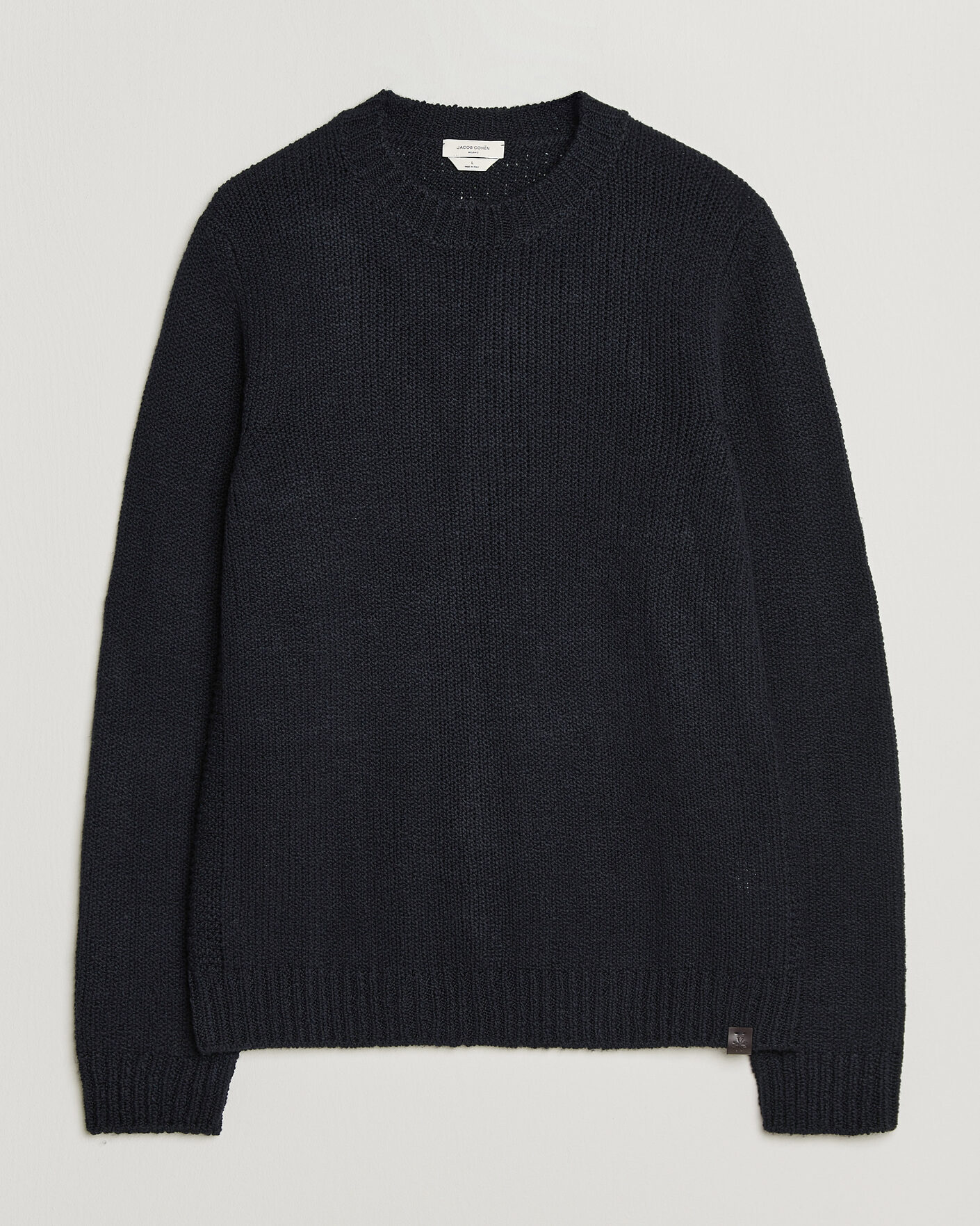 Mies | Puserot | Jacob Cohën | Muffled Virgin Wool Link Stitch Sweater Navy