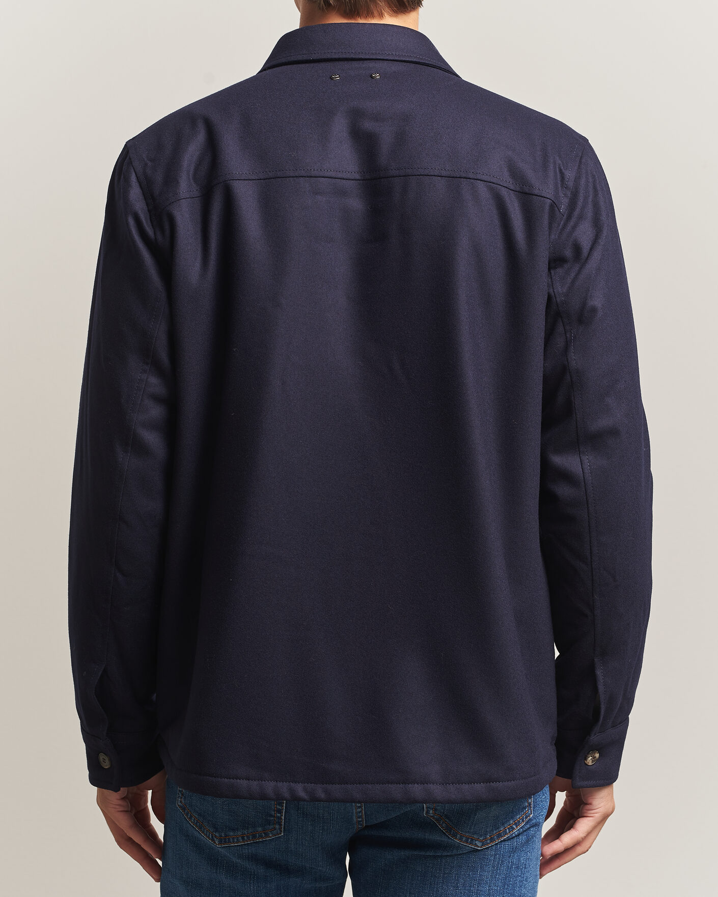 Mies | Takit | Jacob Cohën | Wool Flannel Eco Fur Lined Shirt Jacket Navy