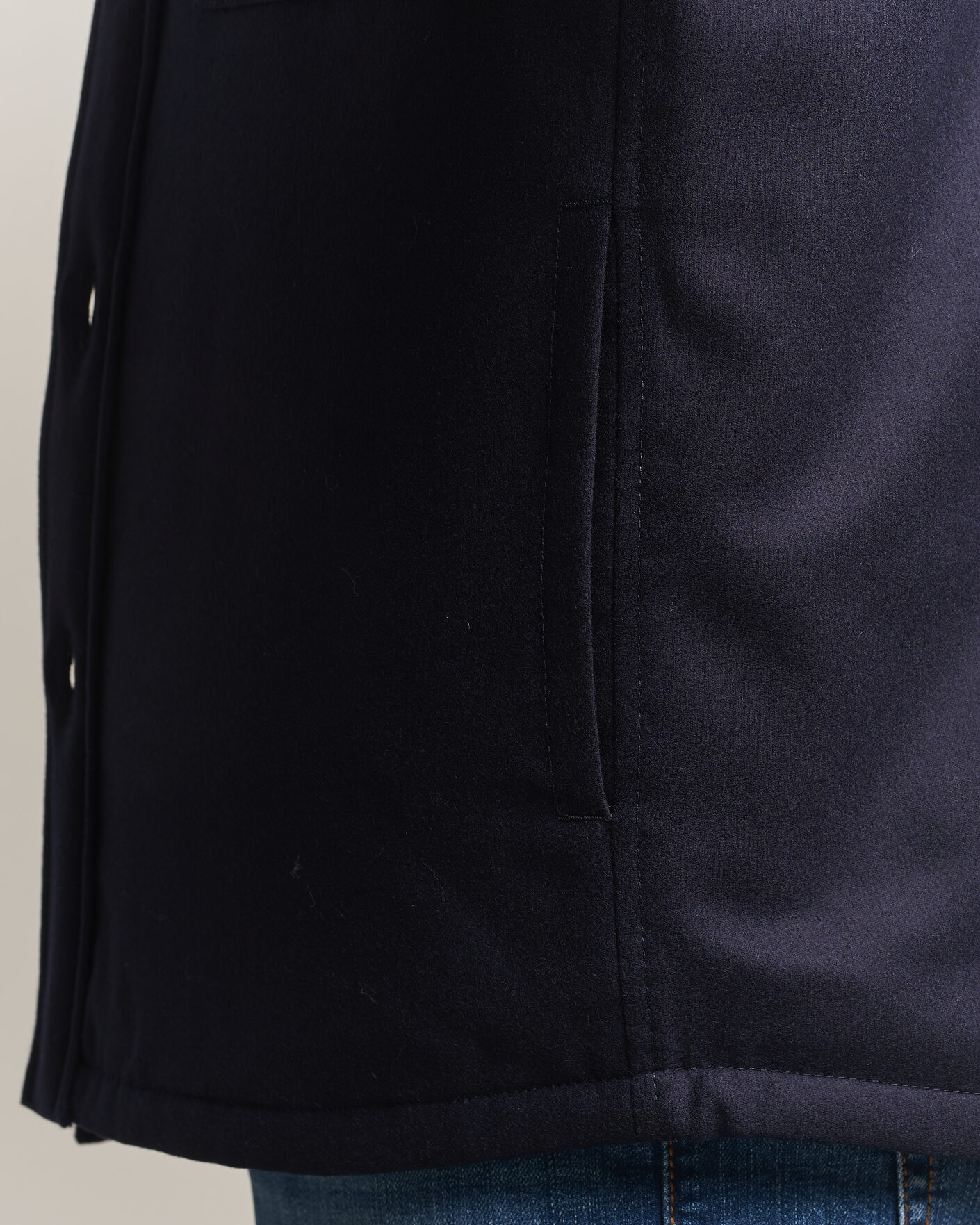 Mies | Takit | Jacob Cohën | Wool Flannel Eco Fur Lined Shirt Jacket Navy