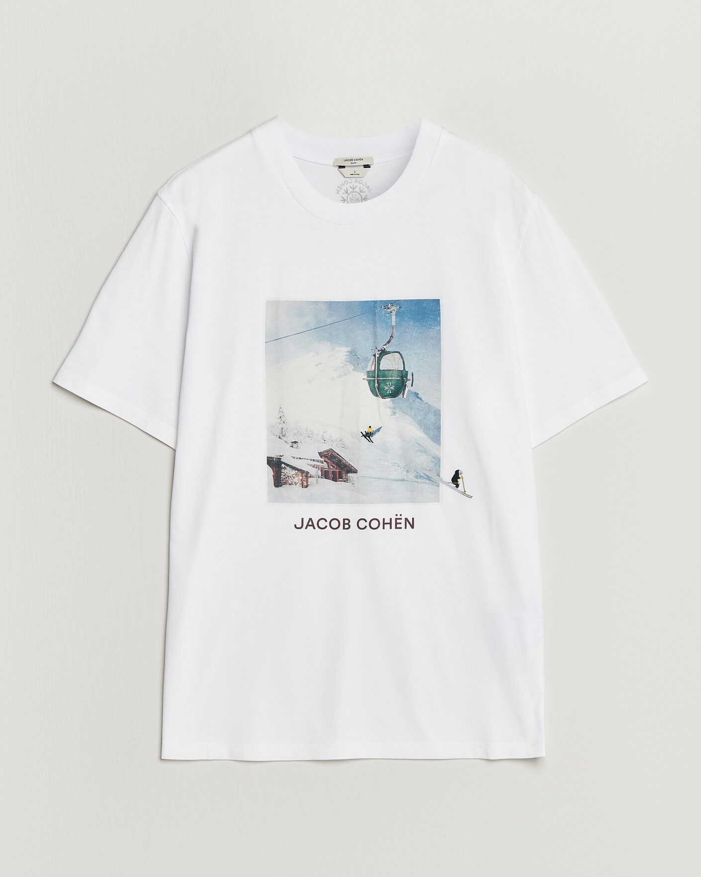 Mies | T-paidat | Jacob Cohën | Apres Ski Printed T-Shirt White