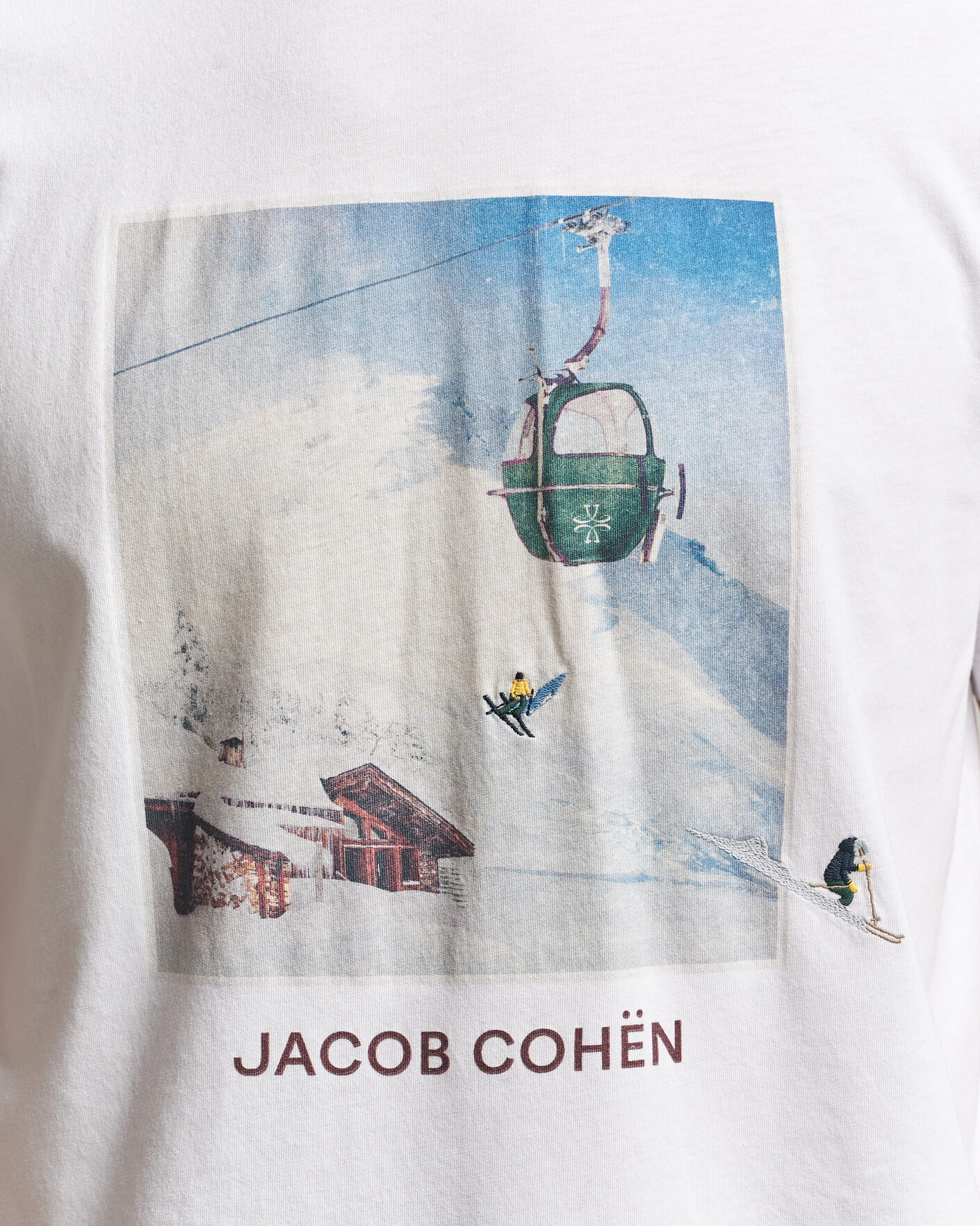 Mies | T-paidat | Jacob Cohën | Apres Ski Printed T-Shirt White