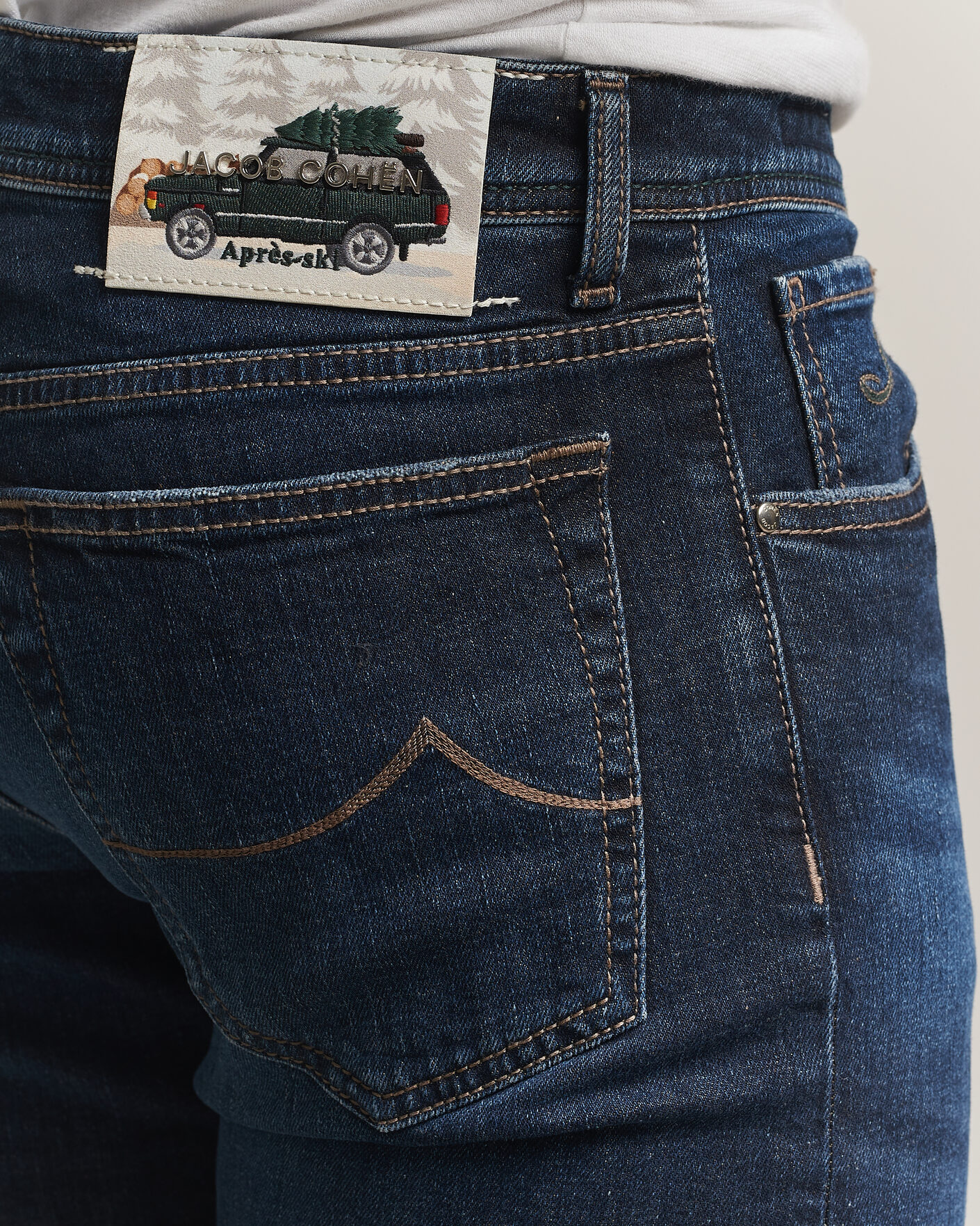 Mies | Farkut | Jacob Cohën | Bard Slim Fit Apres Ski Patch Stretch Jeans Blue