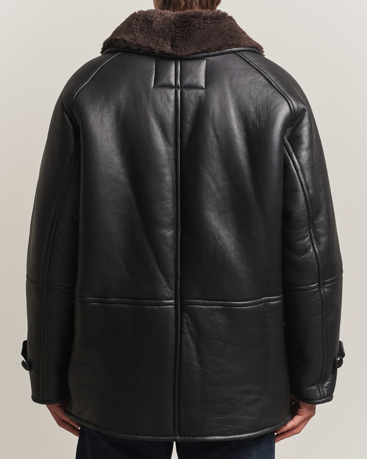 Mies | Takit | Gant | Shearling Leather Peacoat Black