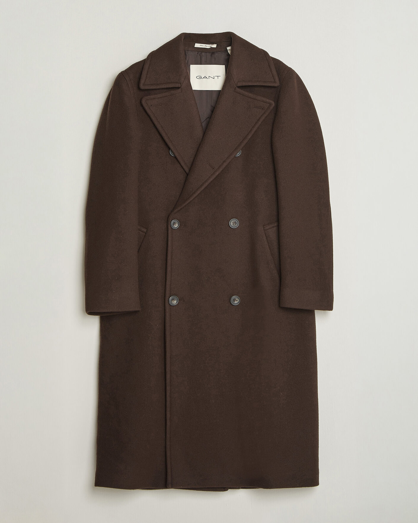 Mies | Takit | Gant | Wool Double Breasted Belted Coat Black Brown