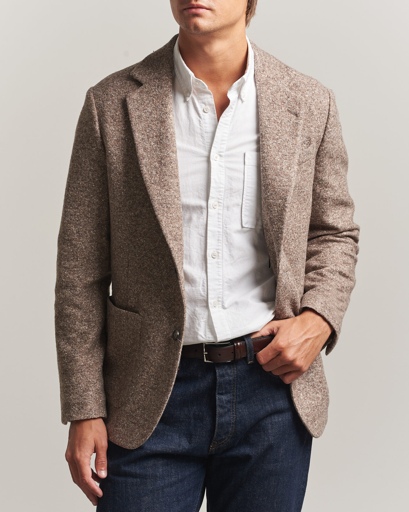 Mies | Pikkutakit | Gant | Wool/Silk Jersey Blazer Clay Beige