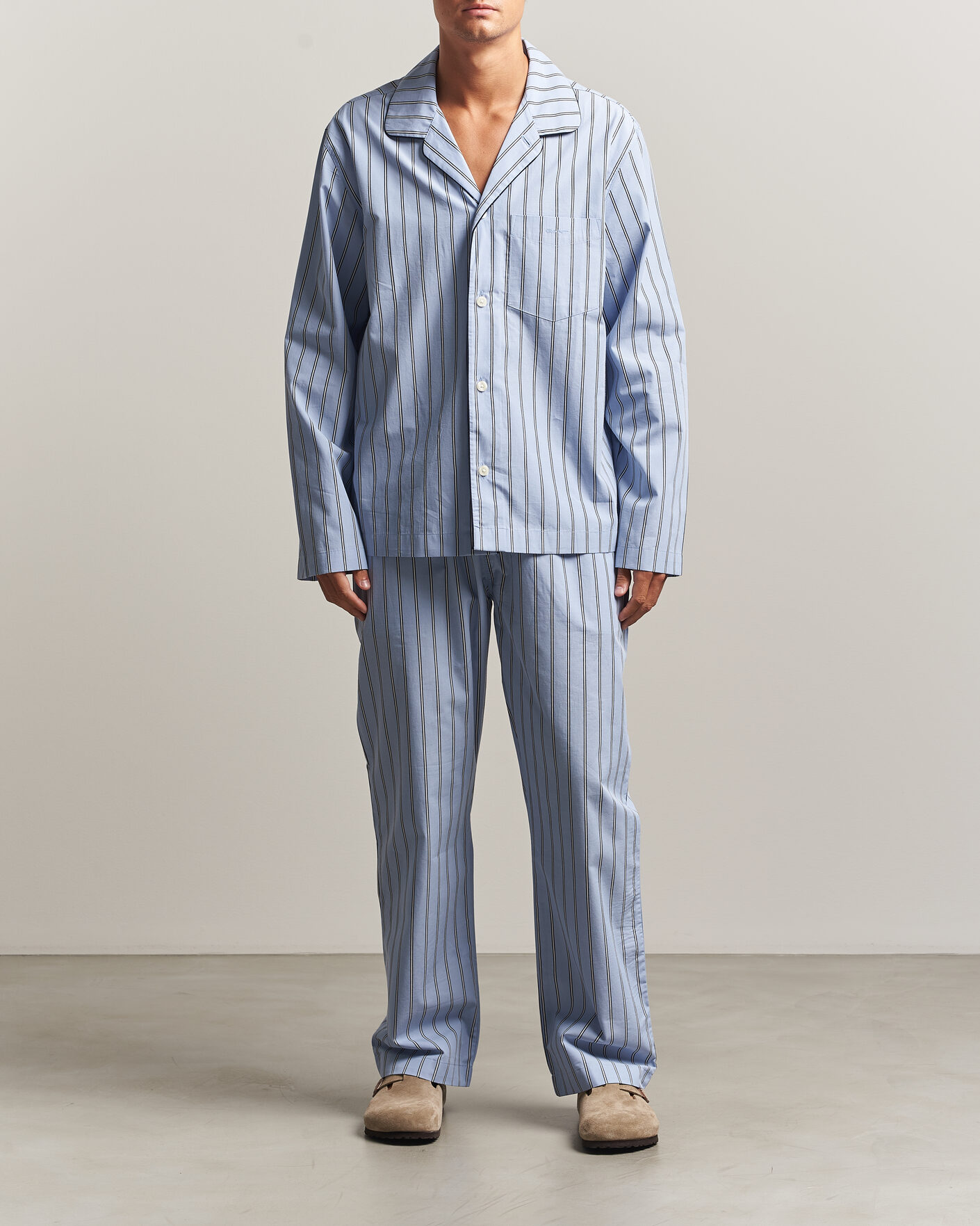 Mies | Yöpuvut ja kylpytakit | Gant | Poplin Striped Pyjama Set Light Blue