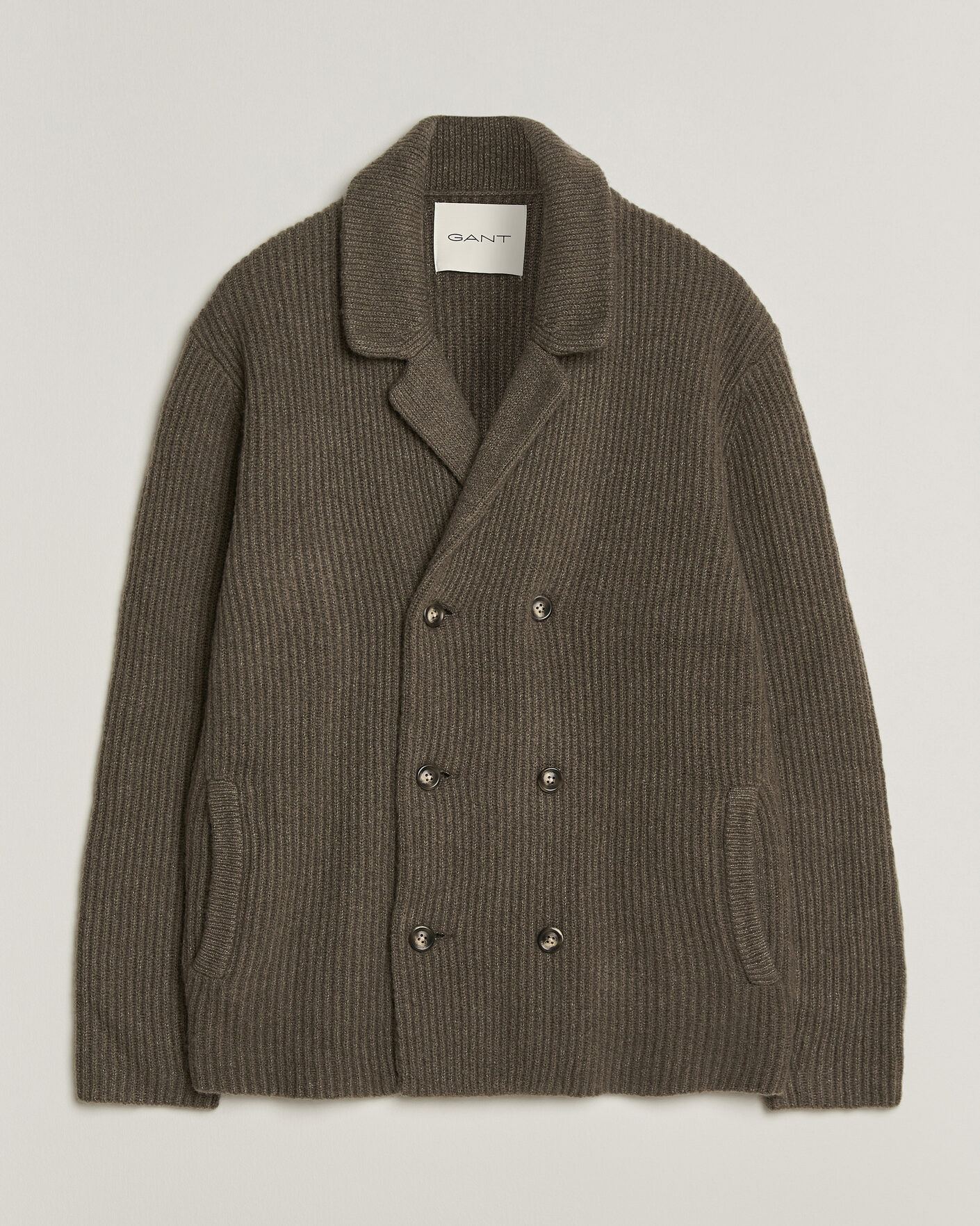 Mies | Puserot | Gant | Wool/Yak Knitted Cardigan Faded Taupe