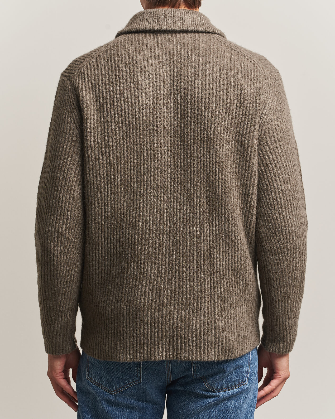 Mies | Puserot | Gant | Wool/Yak Knitted Cardigan Faded Taupe