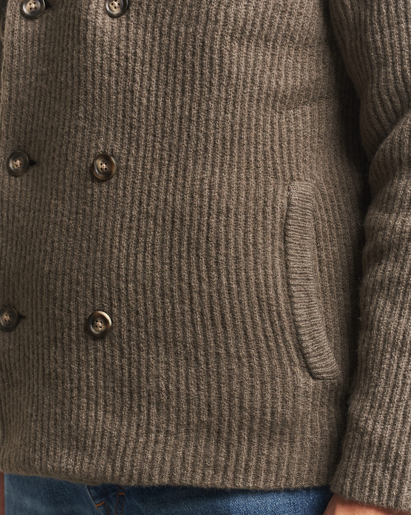 Mies | Puserot | Gant | Wool/Yak Knitted Cardigan Faded Taupe