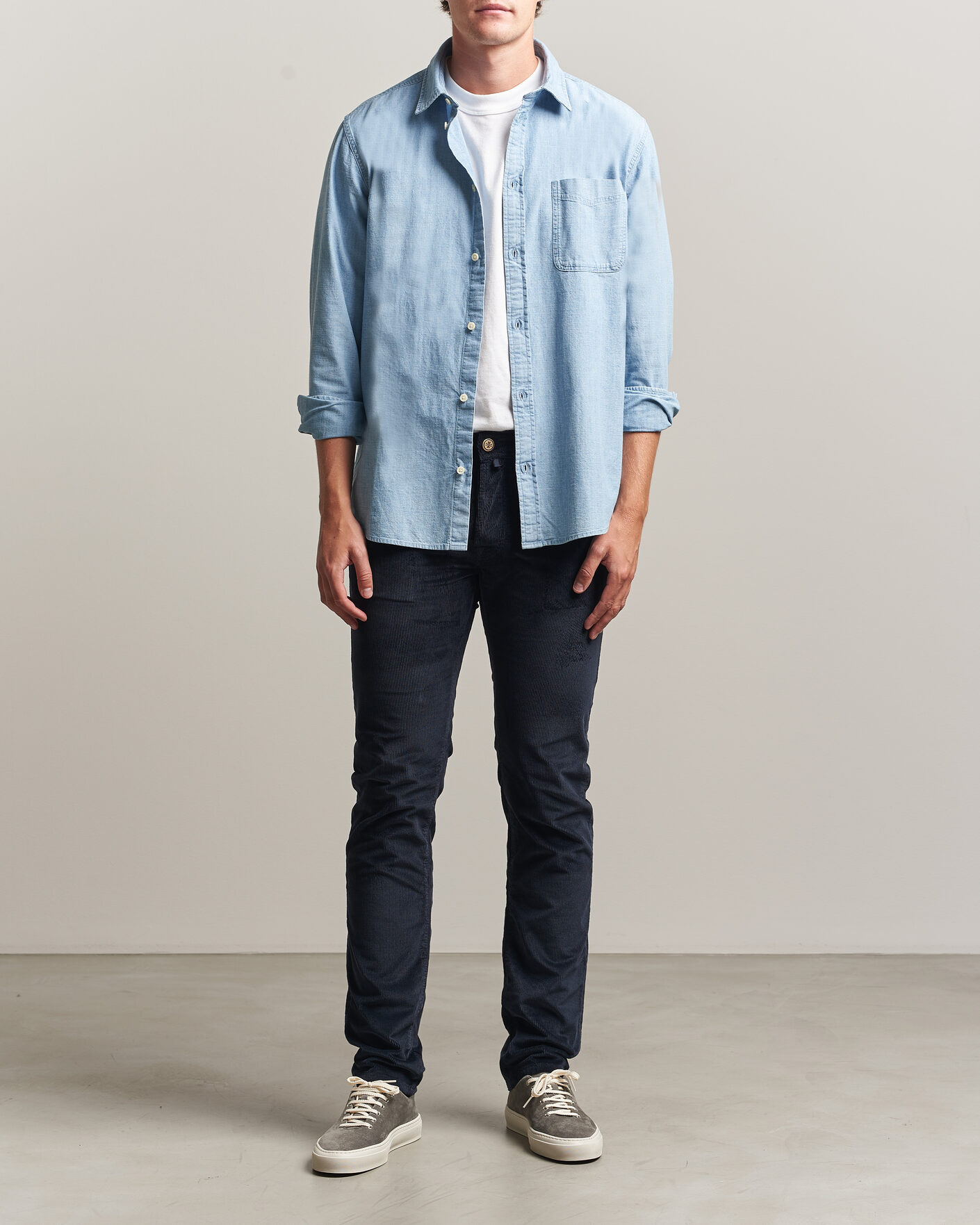 Mies | Housut | Jacob Cohën | Bard 5-Pocket Medium Corduroy Trousers Navy