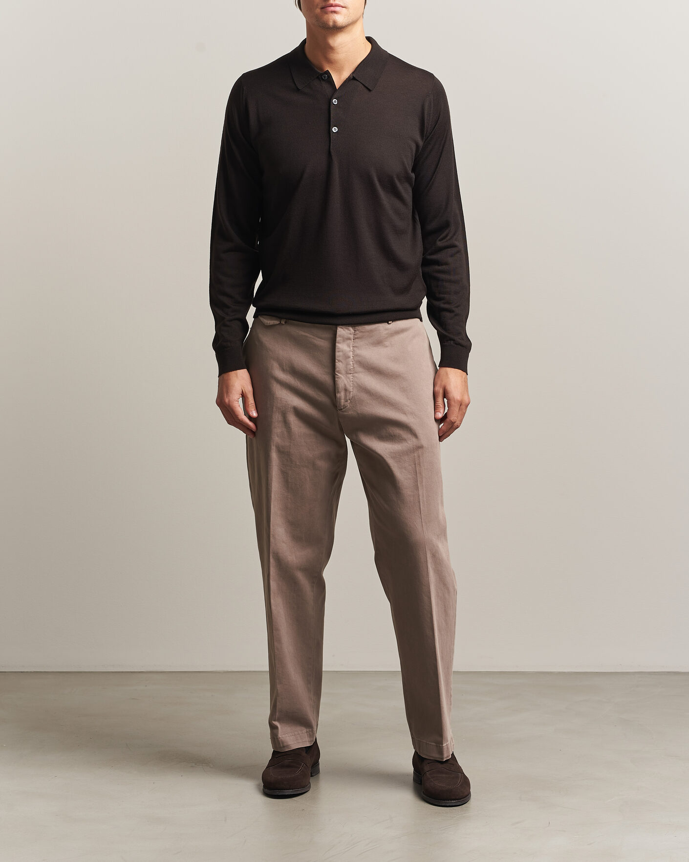 Mies | Puserot | John Smedley | Belper Extra Fine Merino Polo Pullover Faulkner Brown