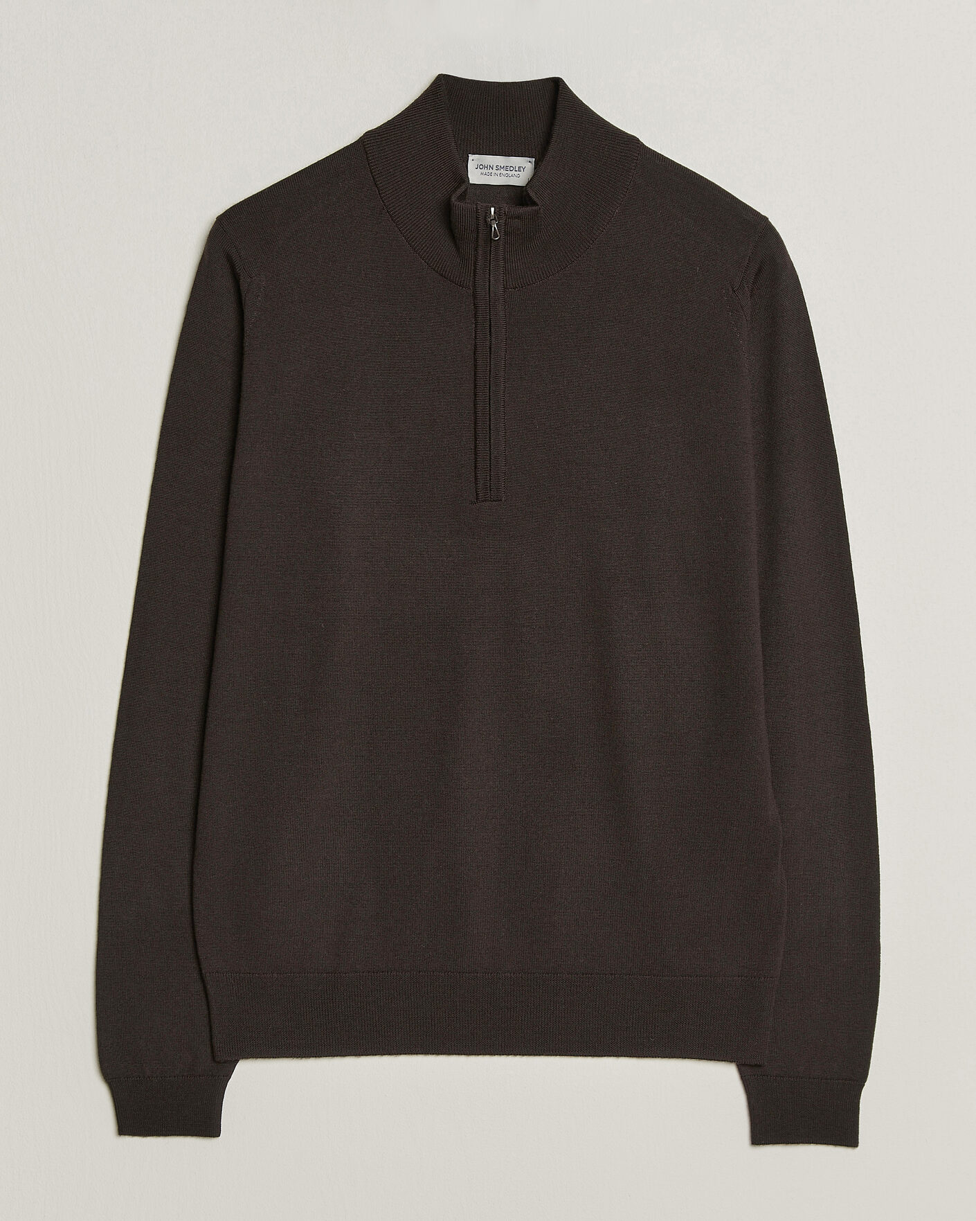 Mies | Puserot | John Smedley | Tapton Extra Fine Merino Half Zip Faulkner Brown