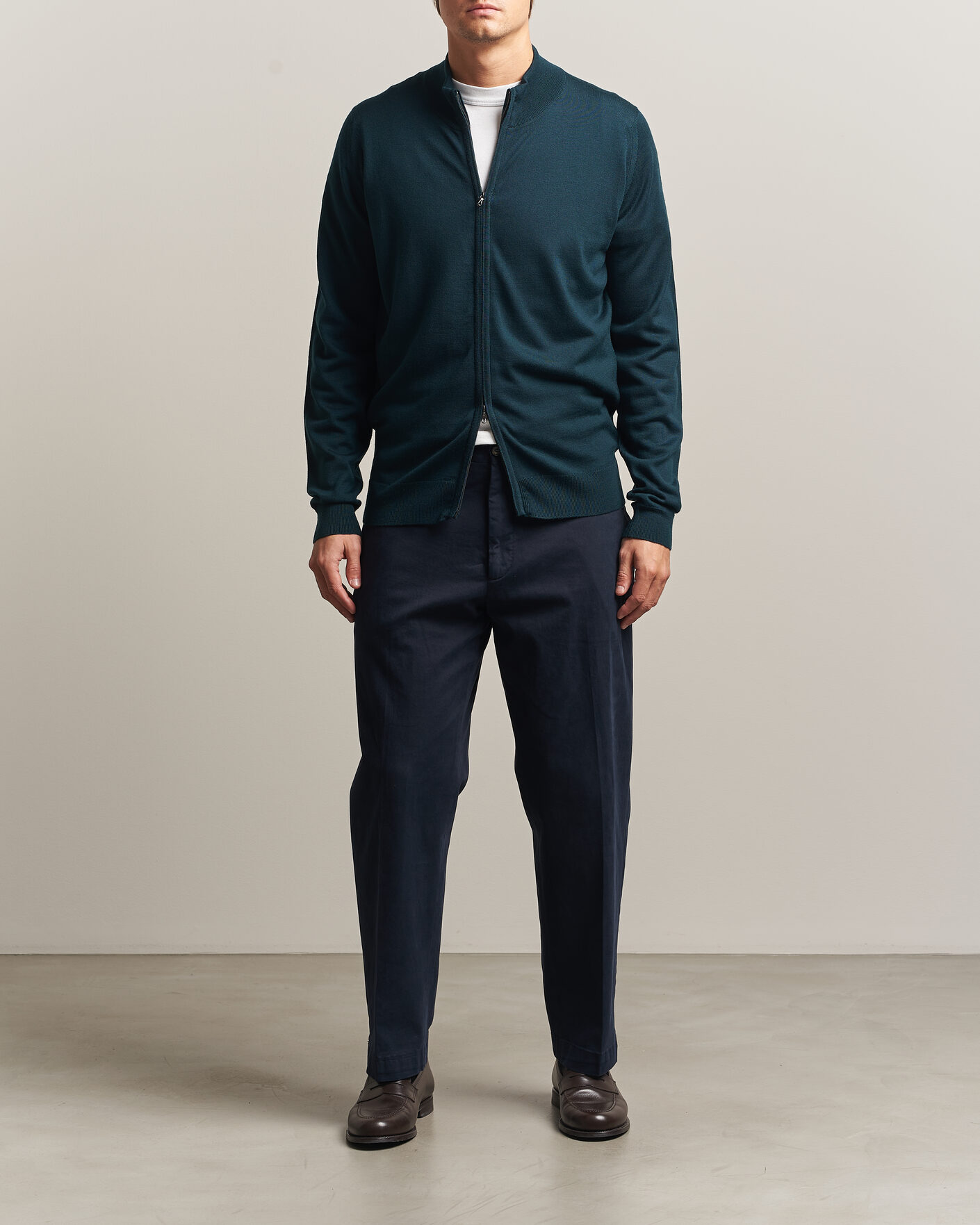 Mies | Puserot | John Smedley | Claygate Extra Fine Merino Full Zip Richardson Green