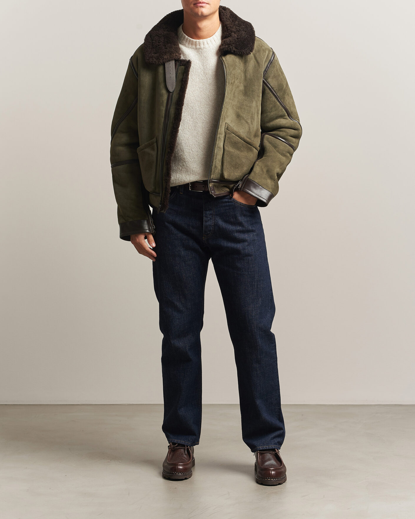 Mies | Takit | Polo Ralph Lauren | Suede Leather Flight Jacket Myrtle Green
