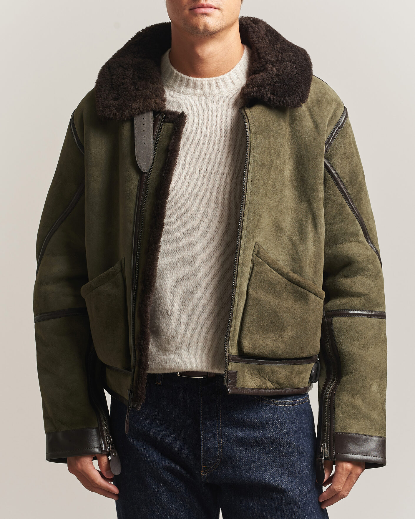 Mies | Takit | Polo Ralph Lauren | Suede Leather Flight Jacket Myrtle Green