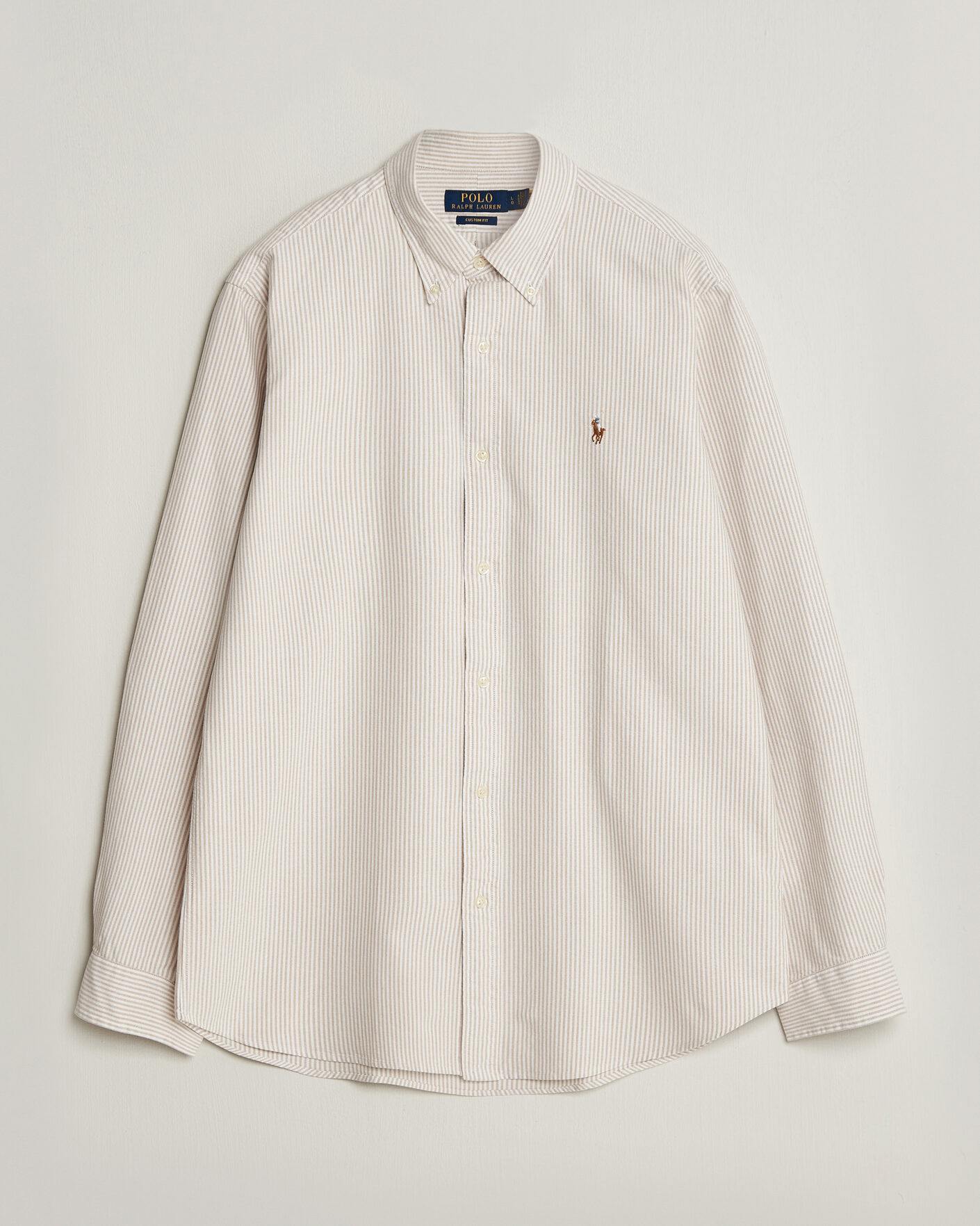 Mies | Kauluspaidat | Polo Ralph Lauren | Custom Fit Striped Oxford Shirt Camel/White