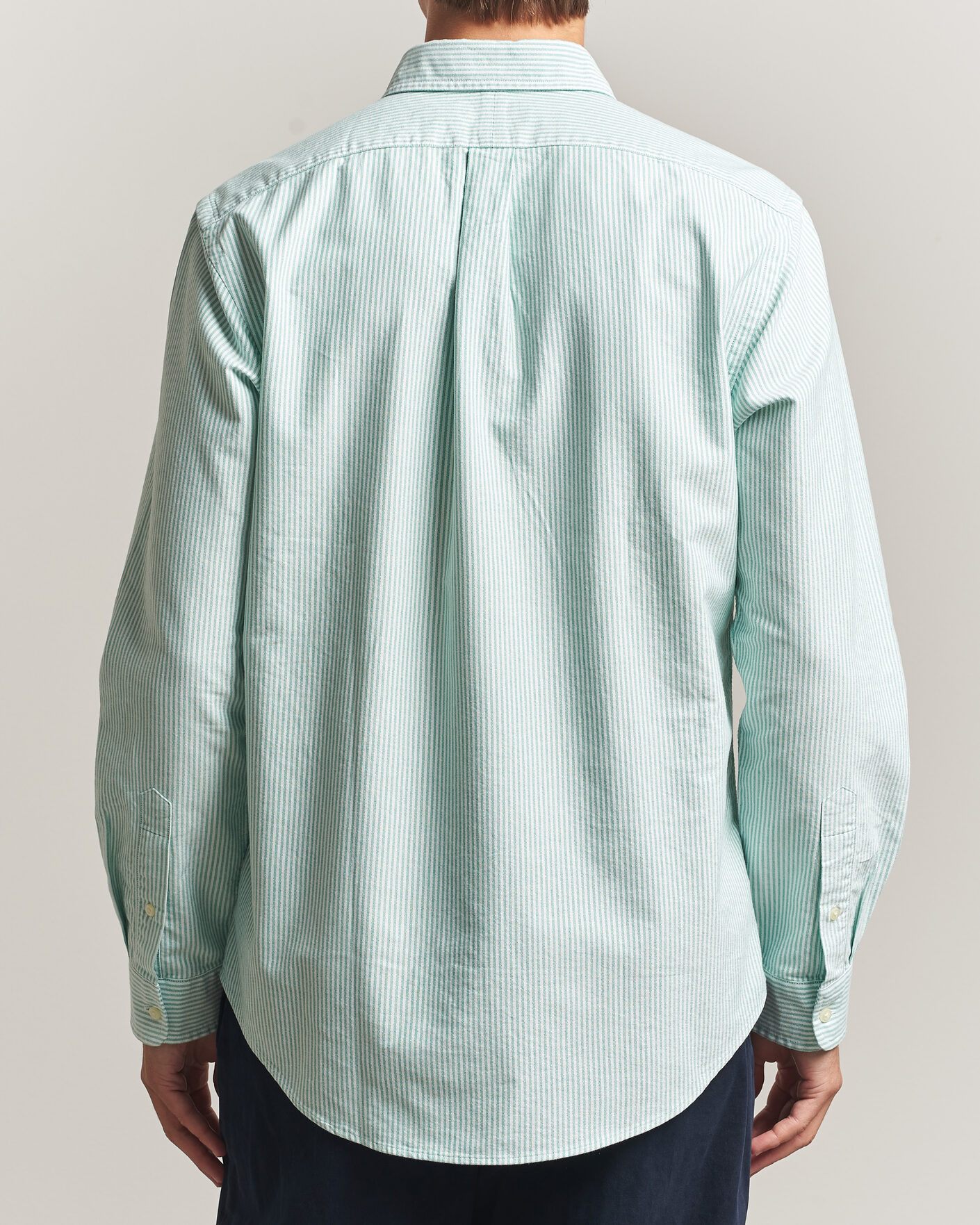 Mies | Kauluspaidat | Polo Ralph Lauren | Custom Fit Striped Oxford Shirt Scarab Green/White