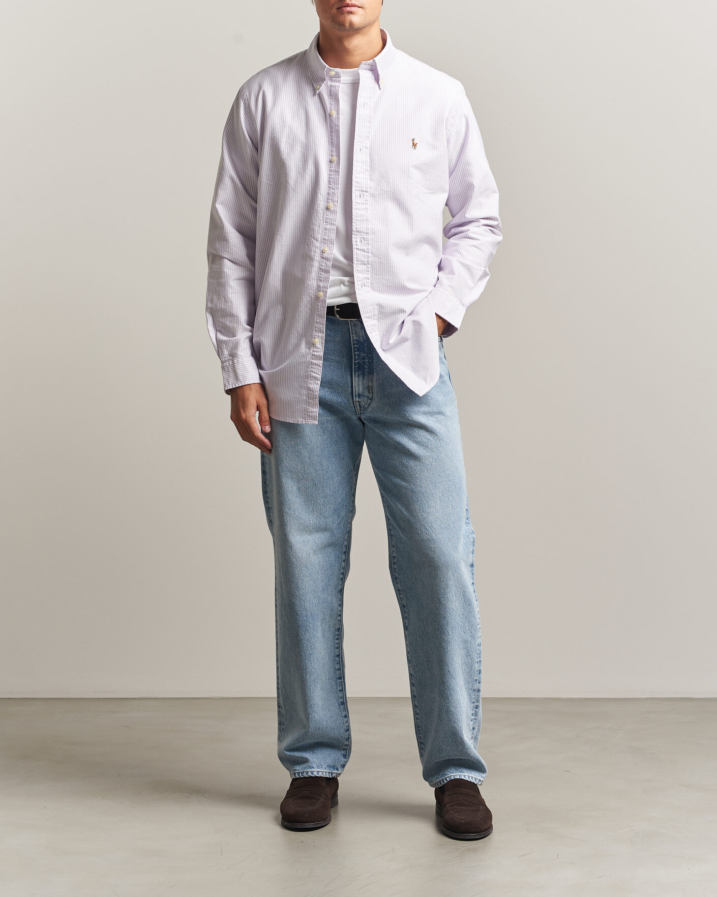 Mies | Kauluspaidat | Polo Ralph Lauren | Custom Fit Striped Oxford Shirt Lilac/White