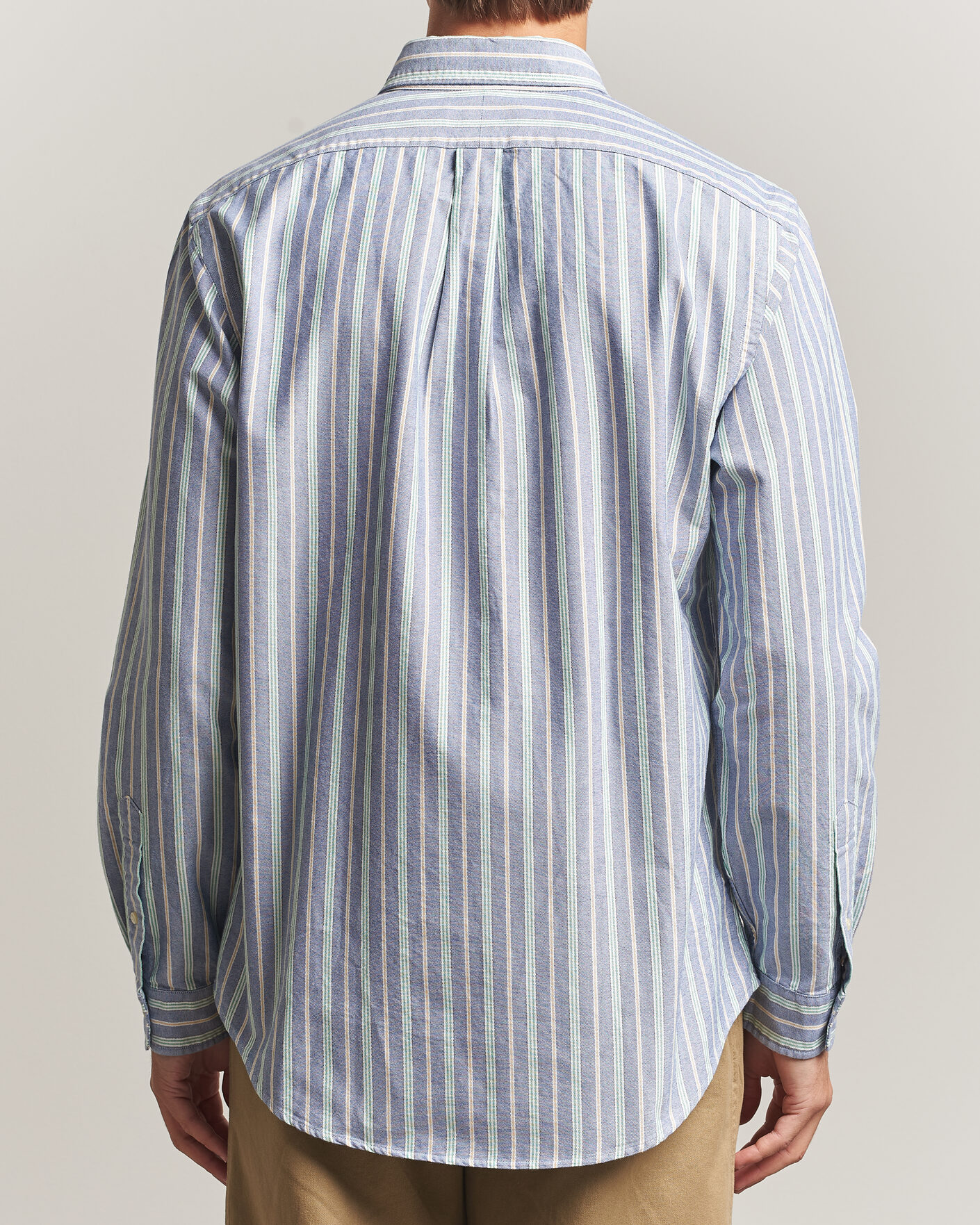 Mies | Kauluspaidat | Polo Ralph Lauren | Custom Fit Striped Pocket Oxford Shirt Navy/Yellow