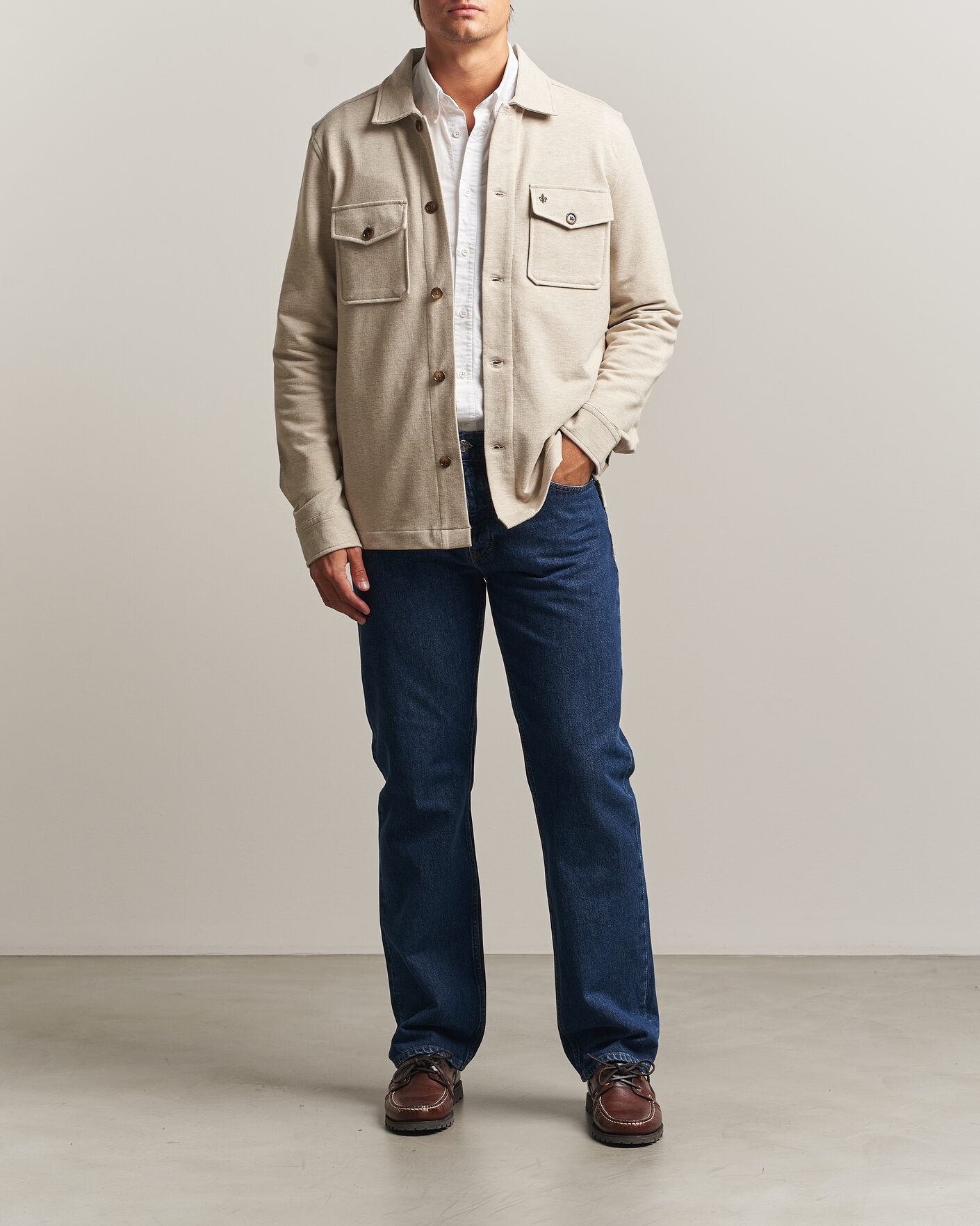 Mies | Kauluspaidat | Morris | Andrew Jersey Overshirt Khaki