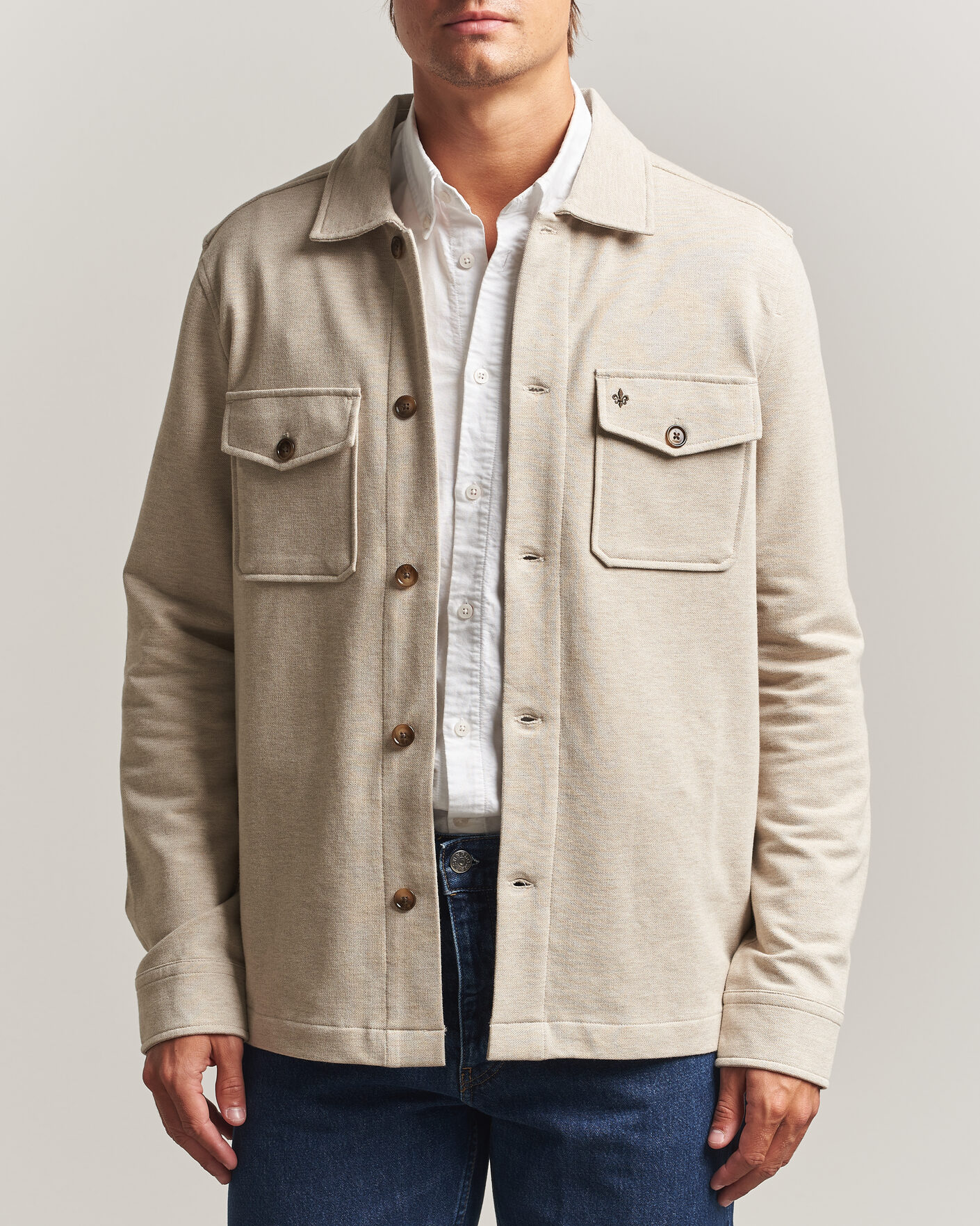 Mies | Kauluspaidat | Morris | Andrew Jersey Overshirt Khaki