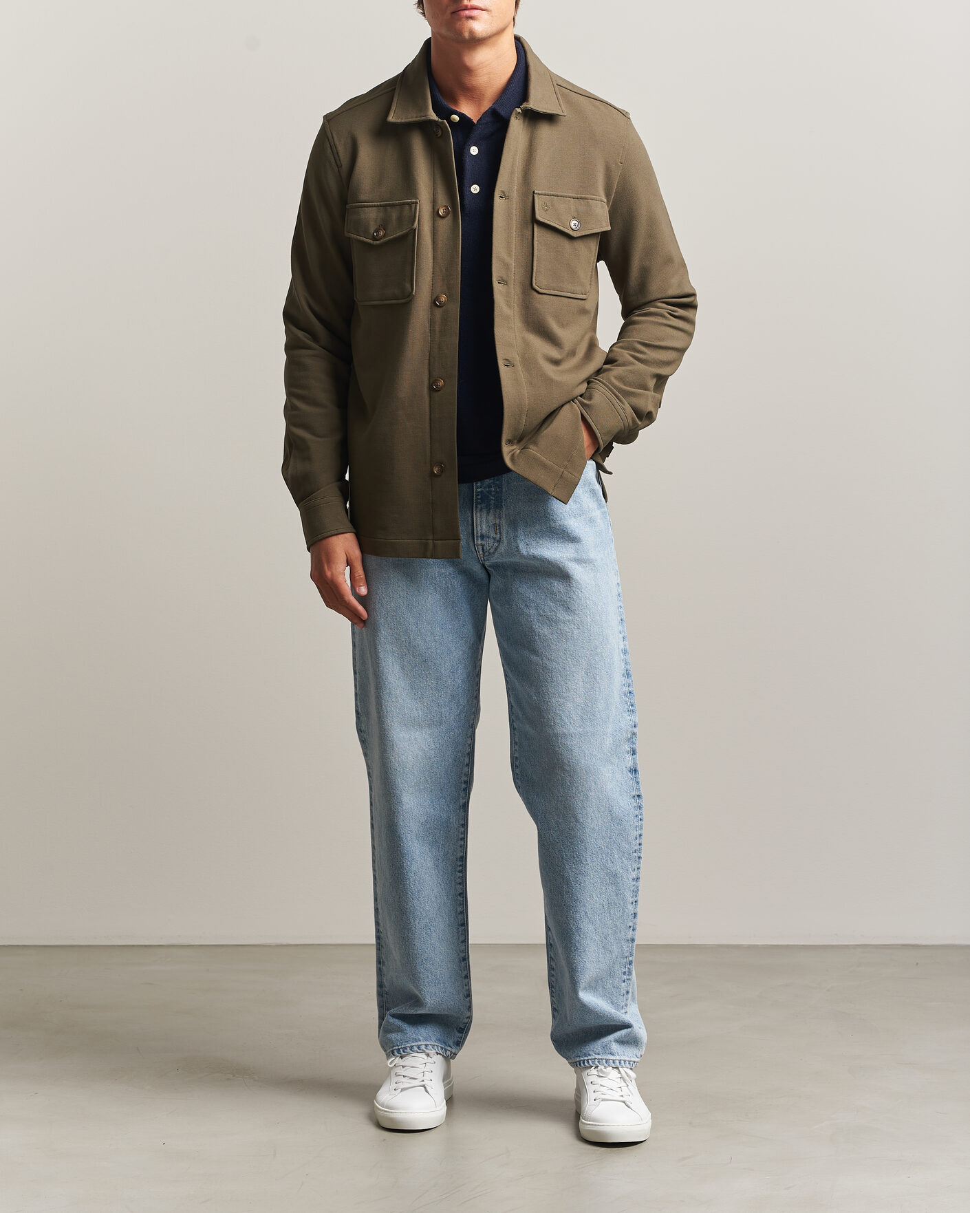 Mies | Kauluspaidat | Morris | Andrew Jersey Overshirt Olive