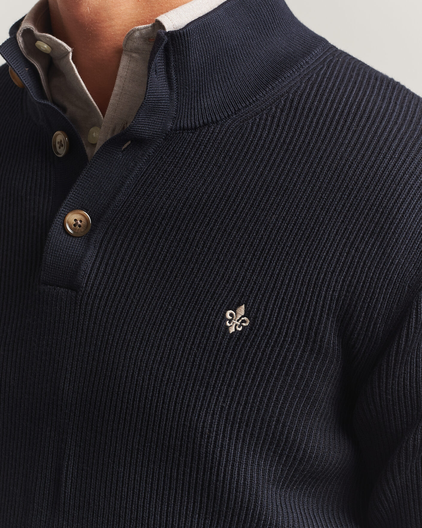 Mies | Puserot | Morris | Niall Half Button Sweater Old Blue