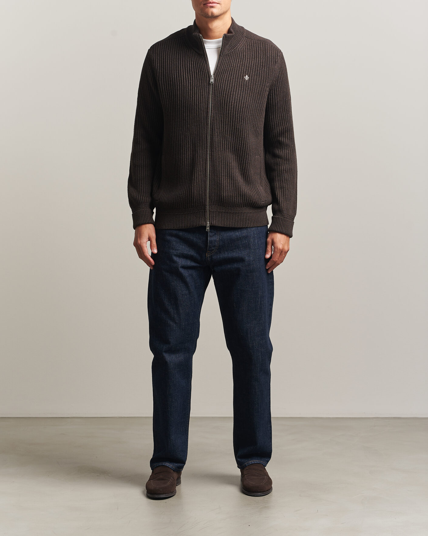 Mies | Puserot | Morris | Duncan Zip Cardigan Brown