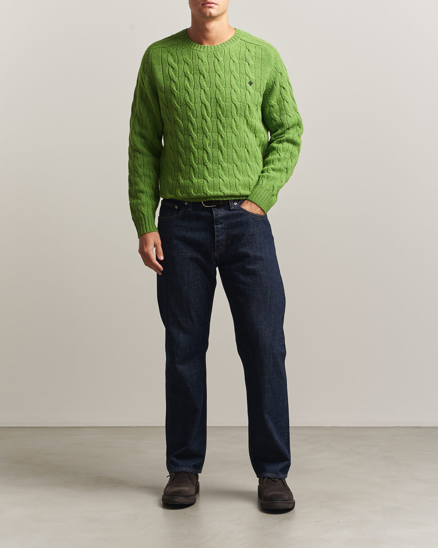 Mies | Puserot | Morris | Archard Cable Sweater Green