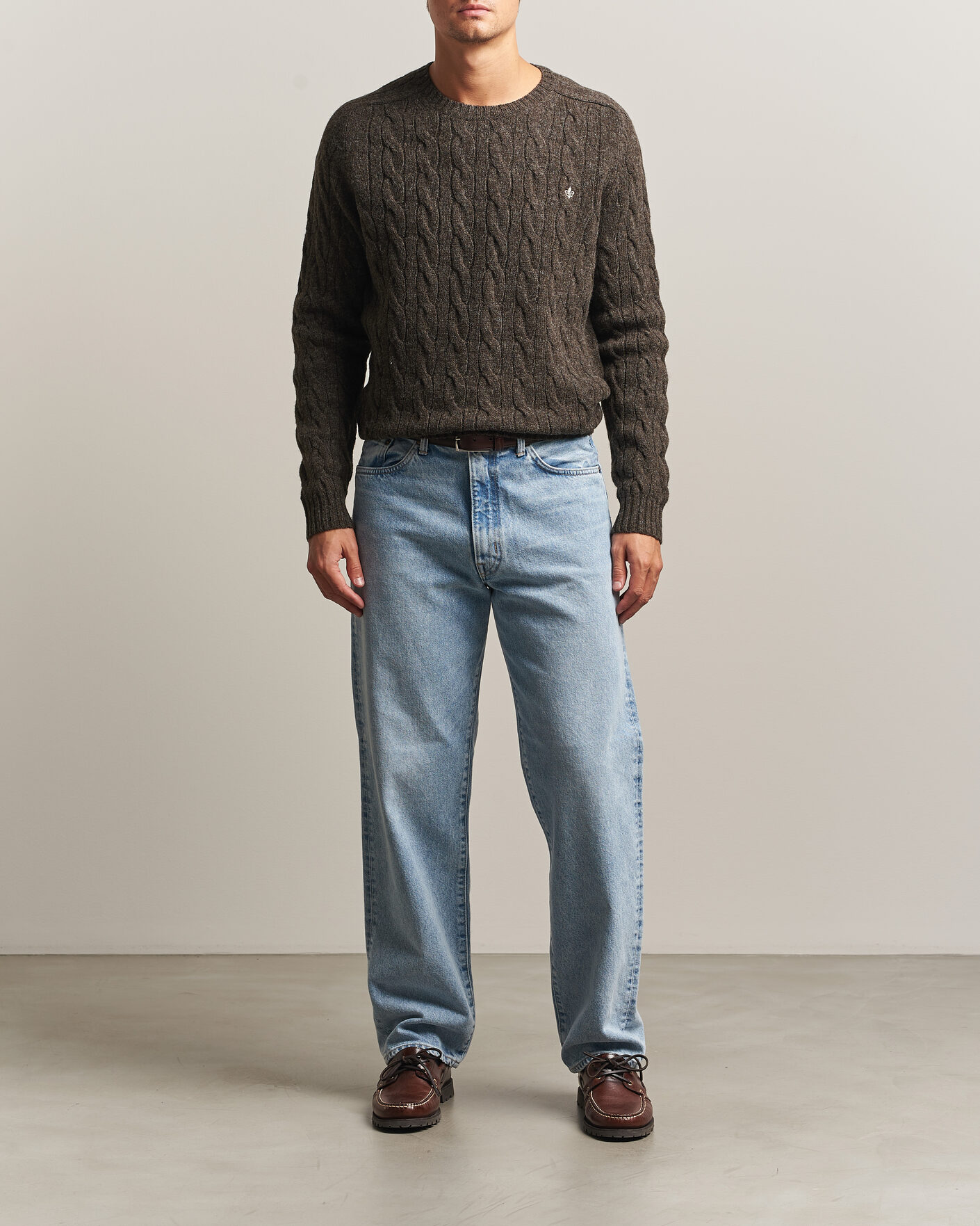 Mies | Puserot | Morris | Archard Cable Sweater Brown