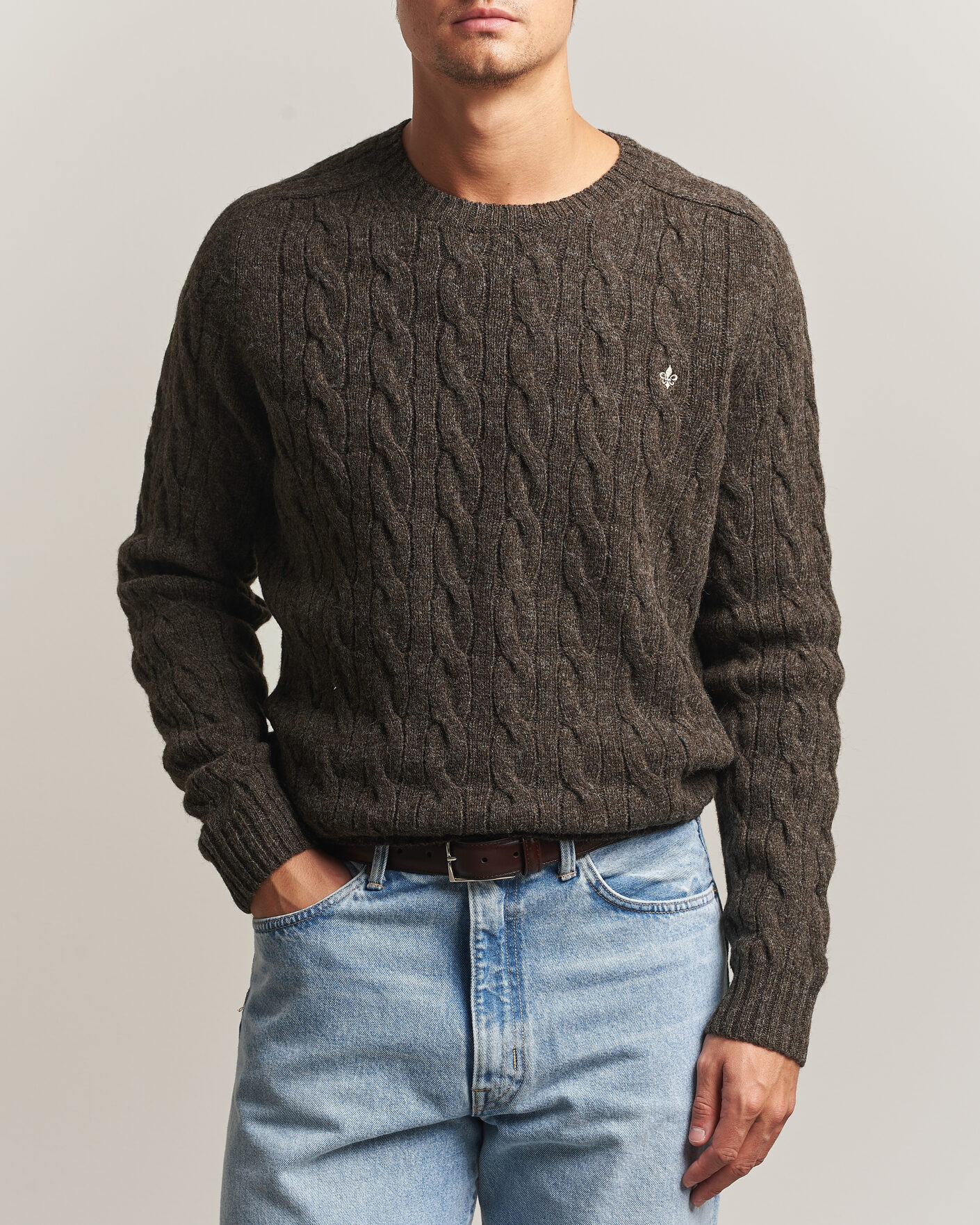 Mies | Puserot | Morris | Archard Cable Sweater Brown
