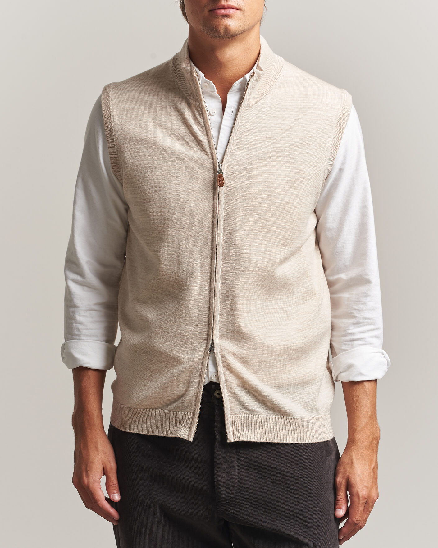 Mies | Puserot | Morris | Merino Zip Vest Off White