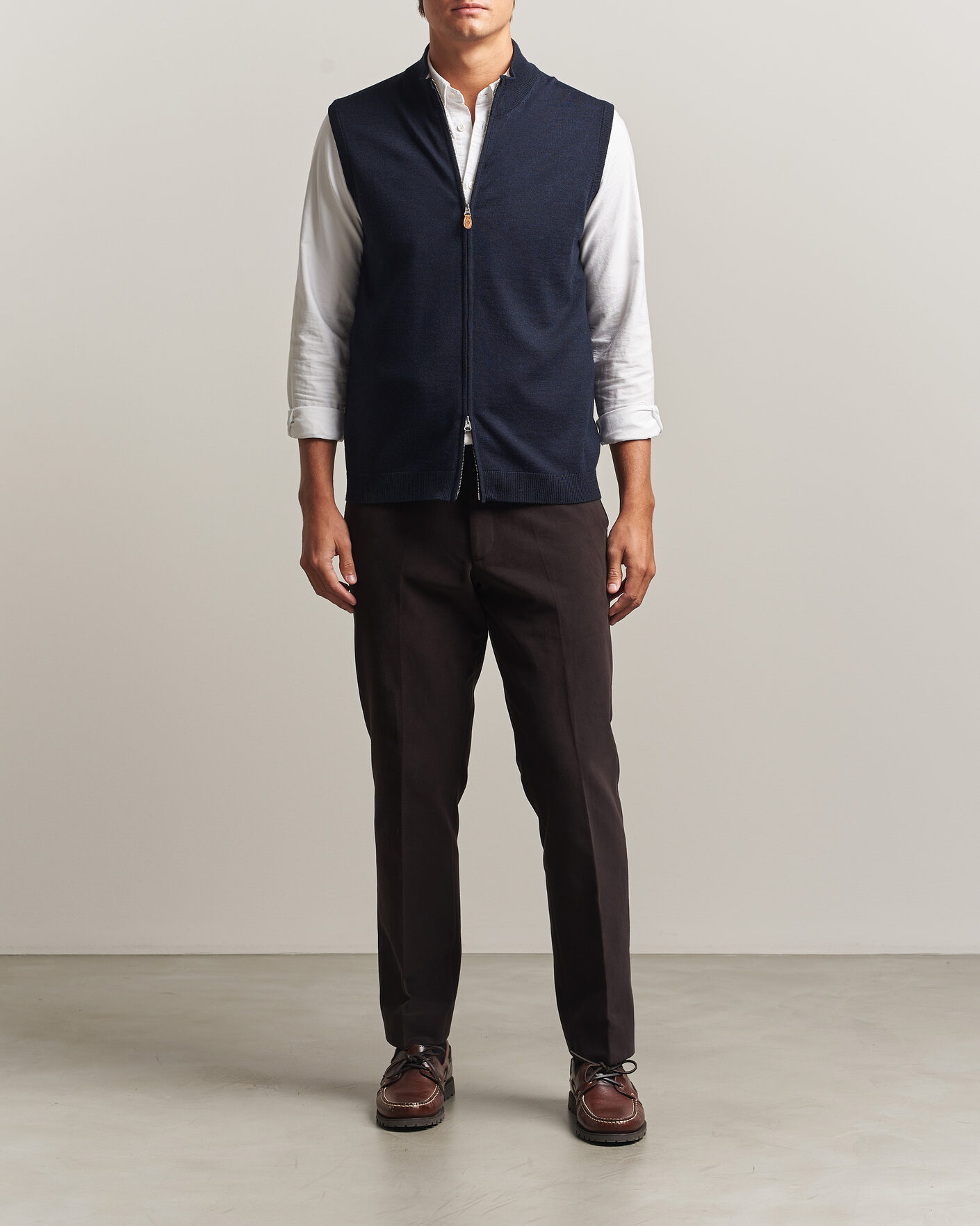 Mies | Puserot | Morris | Merino Zip Vest Navy
