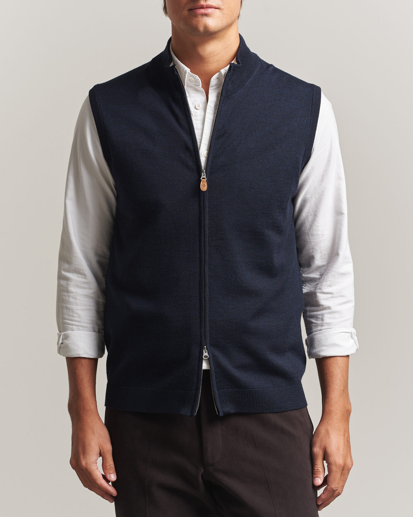 Mies | Puserot | Morris | Merino Zip Vest Navy