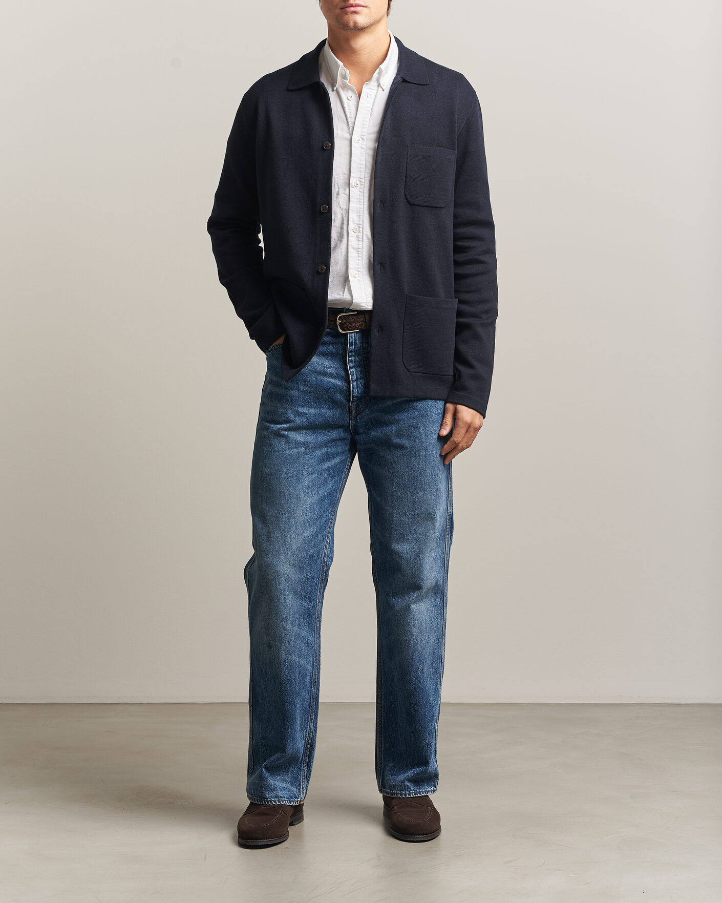 Mies | Puserot | Morris | Dudley Knitted Overshirt Navy