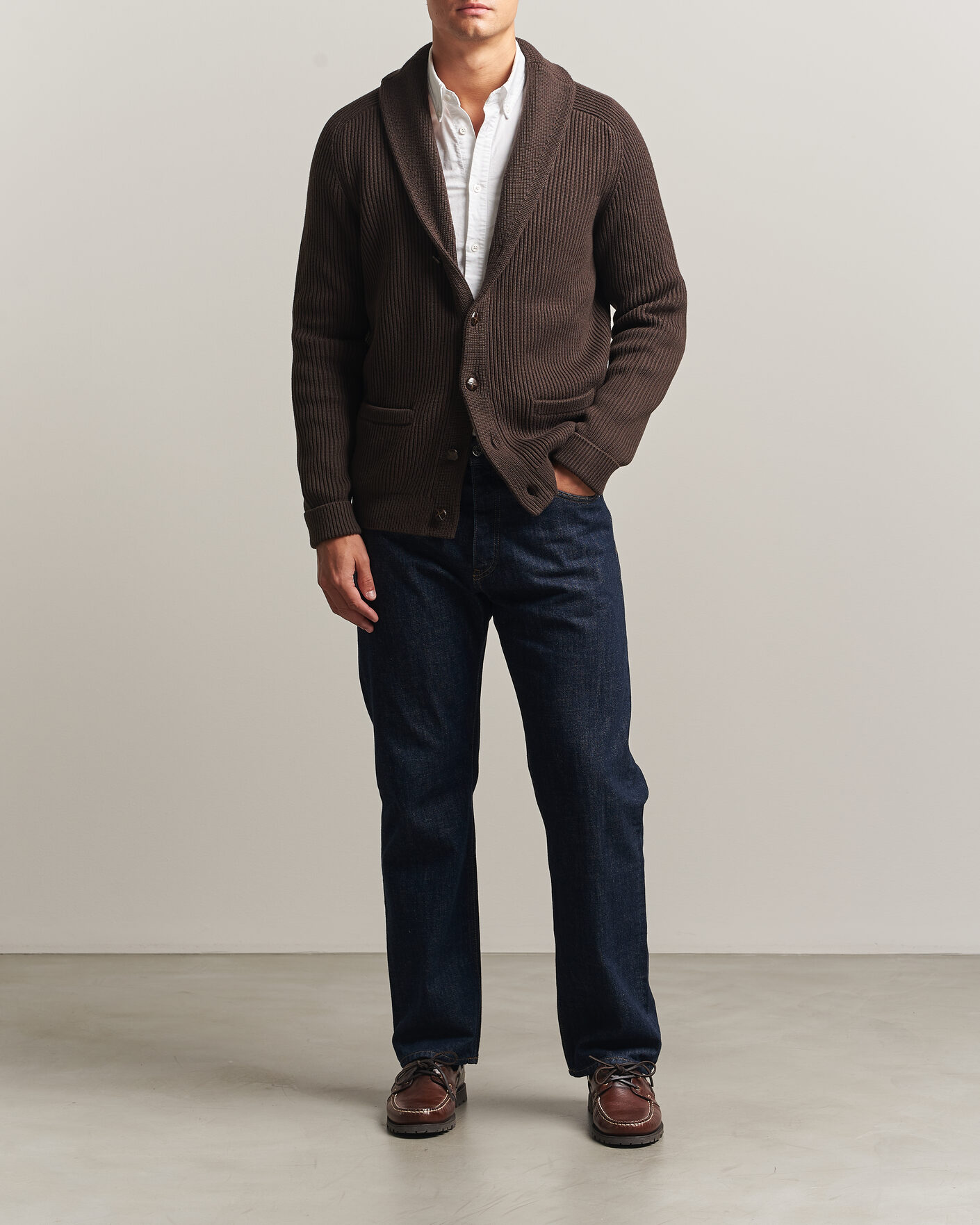 Mies | Puserot | Morris | Brayden Shawl Cardigan Brown