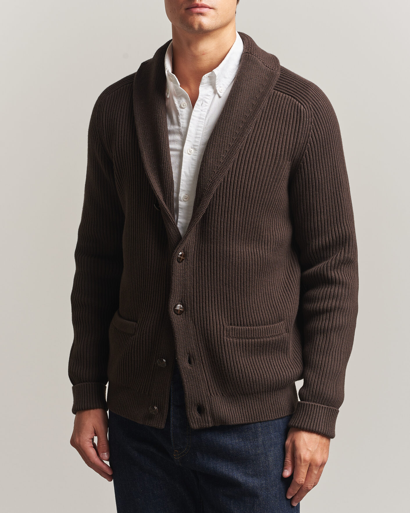 Mies | Puserot | Morris | Brayden Shawl Cardigan Brown