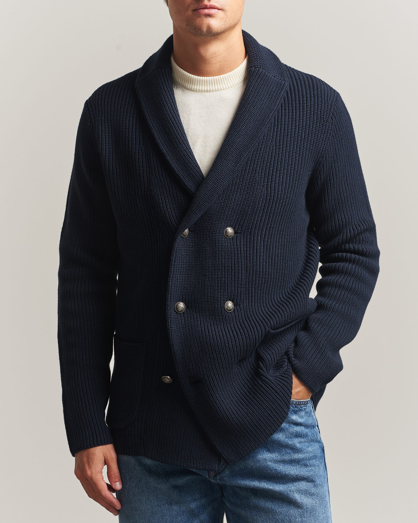 Mies | Puserot | Morris | Brayden DB Shawl Cardigan Navy