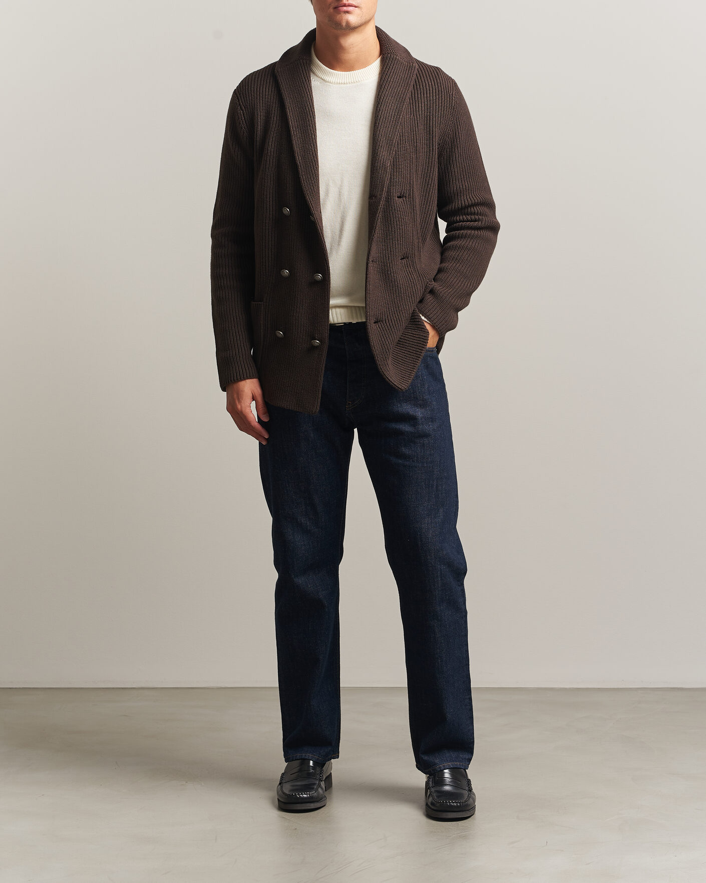 Mies | Puserot | Morris | Brayden DB Shawl Cardigan Brown