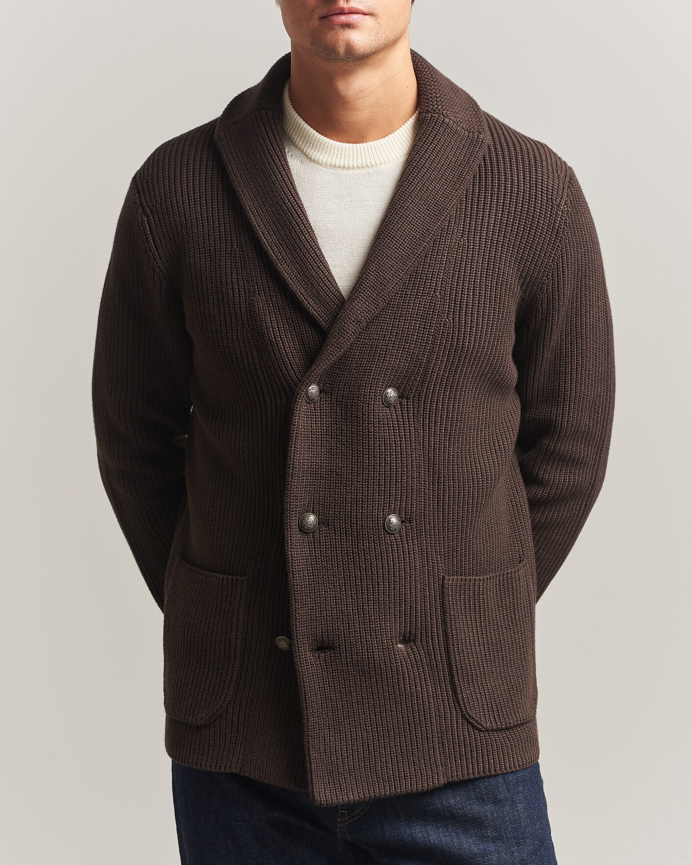 Mies | Puserot | Morris | Brayden DB Shawl Cardigan Brown