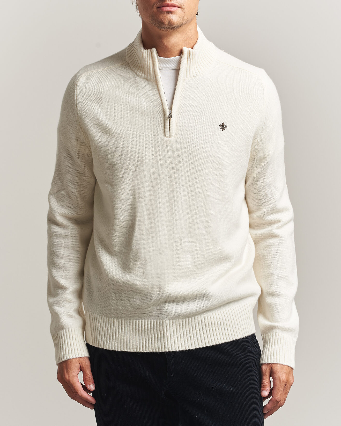 Mies | Puserot | Morris | Hertford Lambswool Half Zip Off White