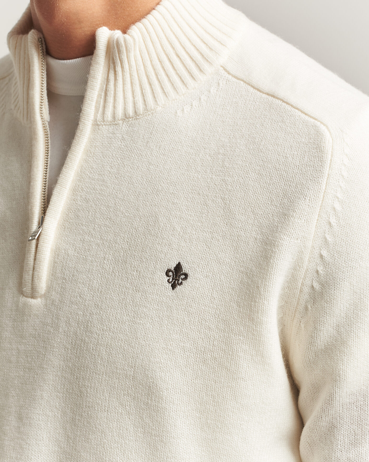 Mies | Puserot | Morris | Hertford Lambswool Half Zip Off White