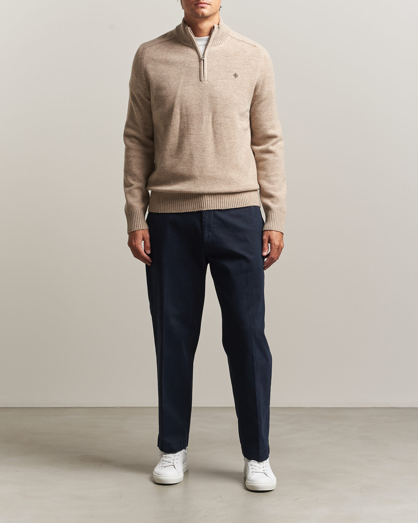 Mies | Puserot | Morris | Hertford Lambswool Half Zip Khaki