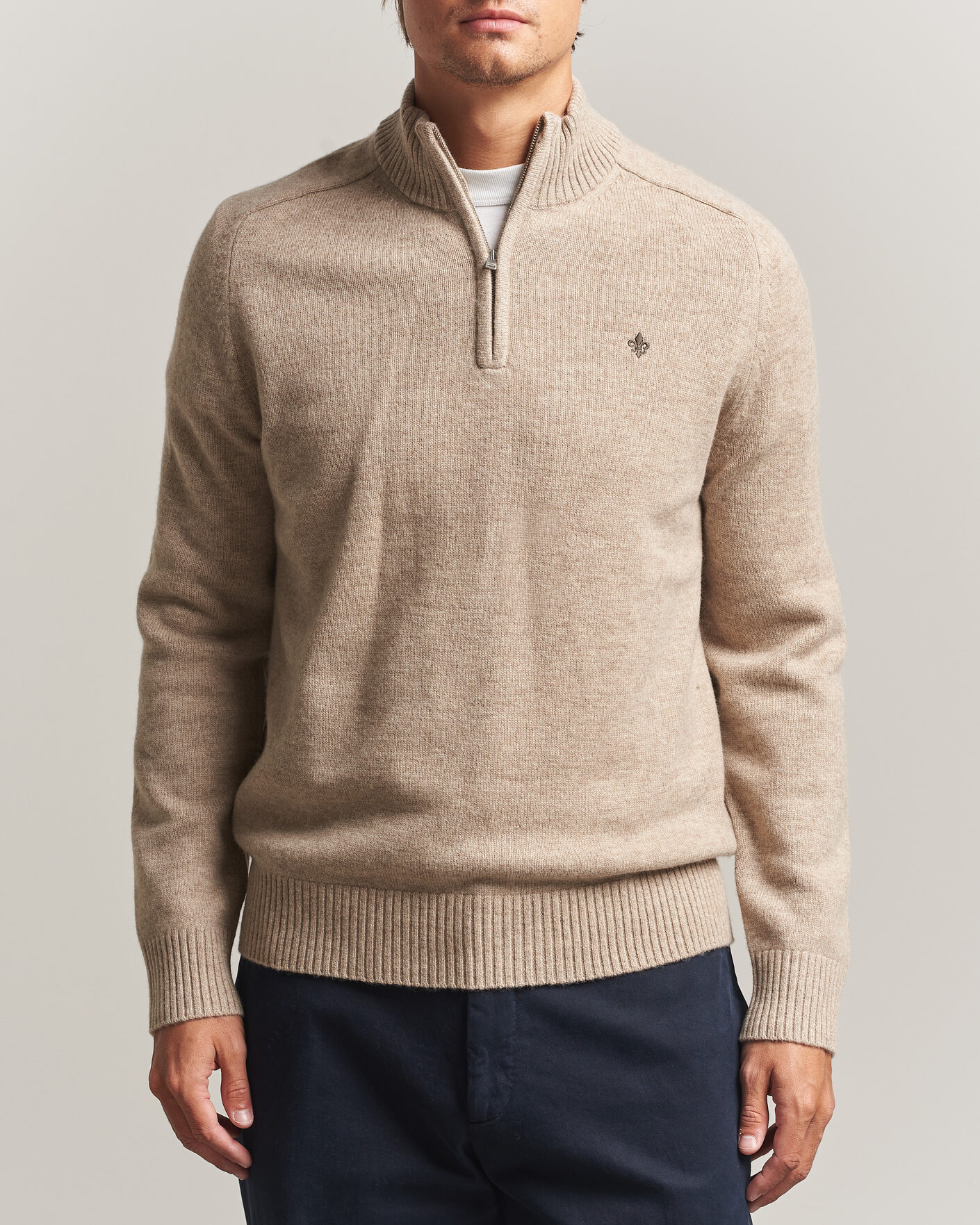 Mies | Puserot | Morris | Hertford Lambswool Half Zip Khaki